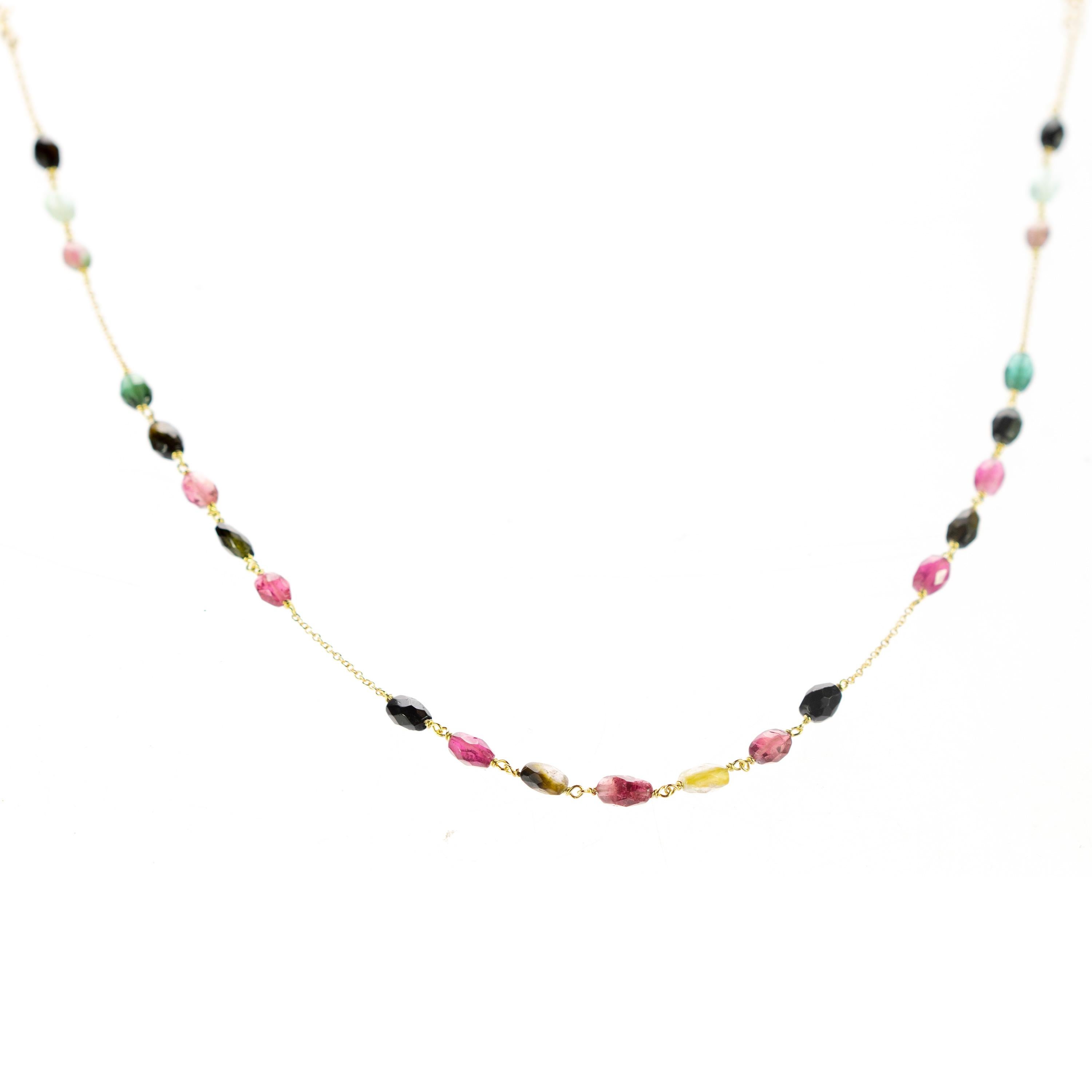 Intini Jewels Collier coloré à chaîne en or jaune 9 carats avec tourmaline ovale en vente 2