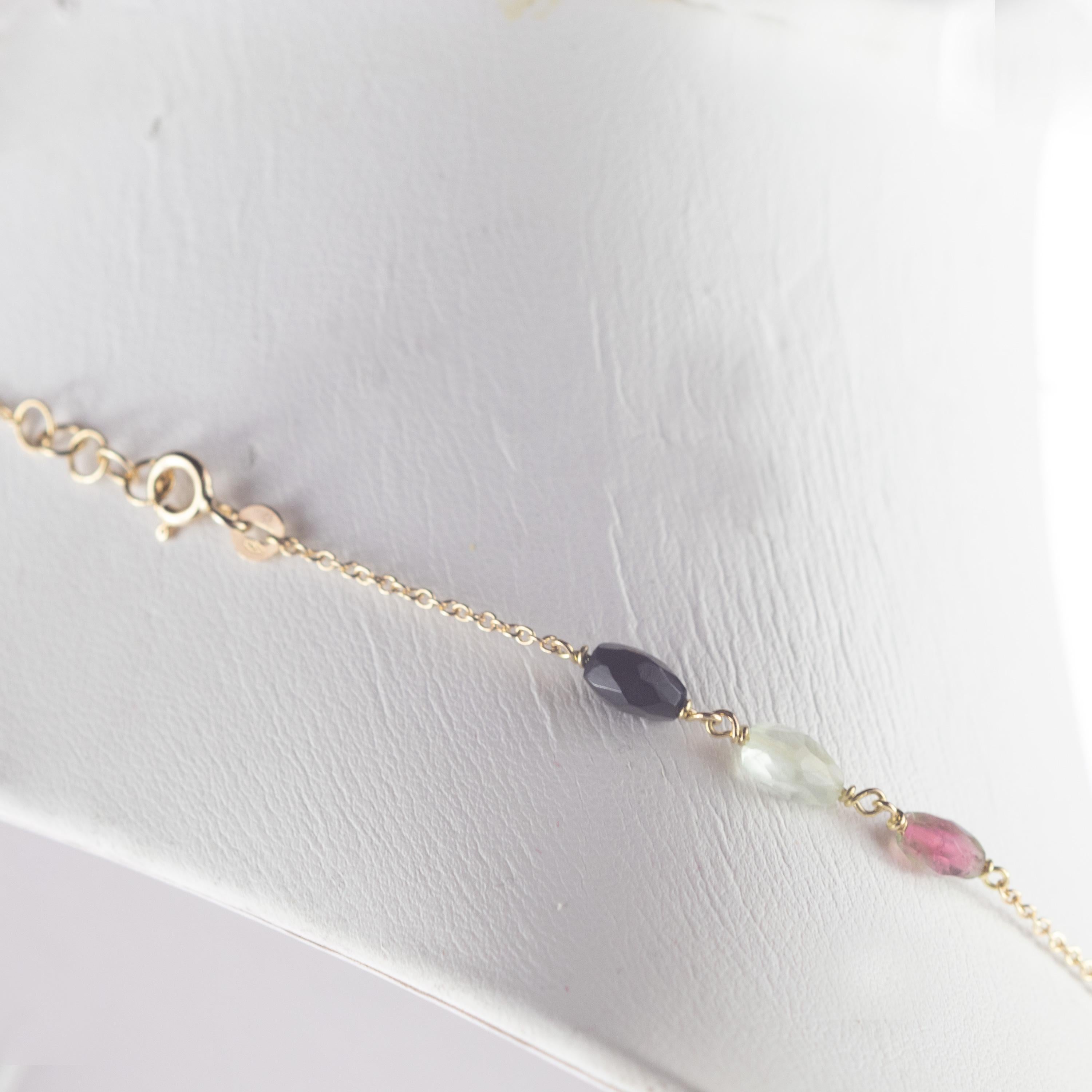 Intini Jewels Collier coloré à chaîne en or jaune 9 carats avec tourmaline ovale en vente 3