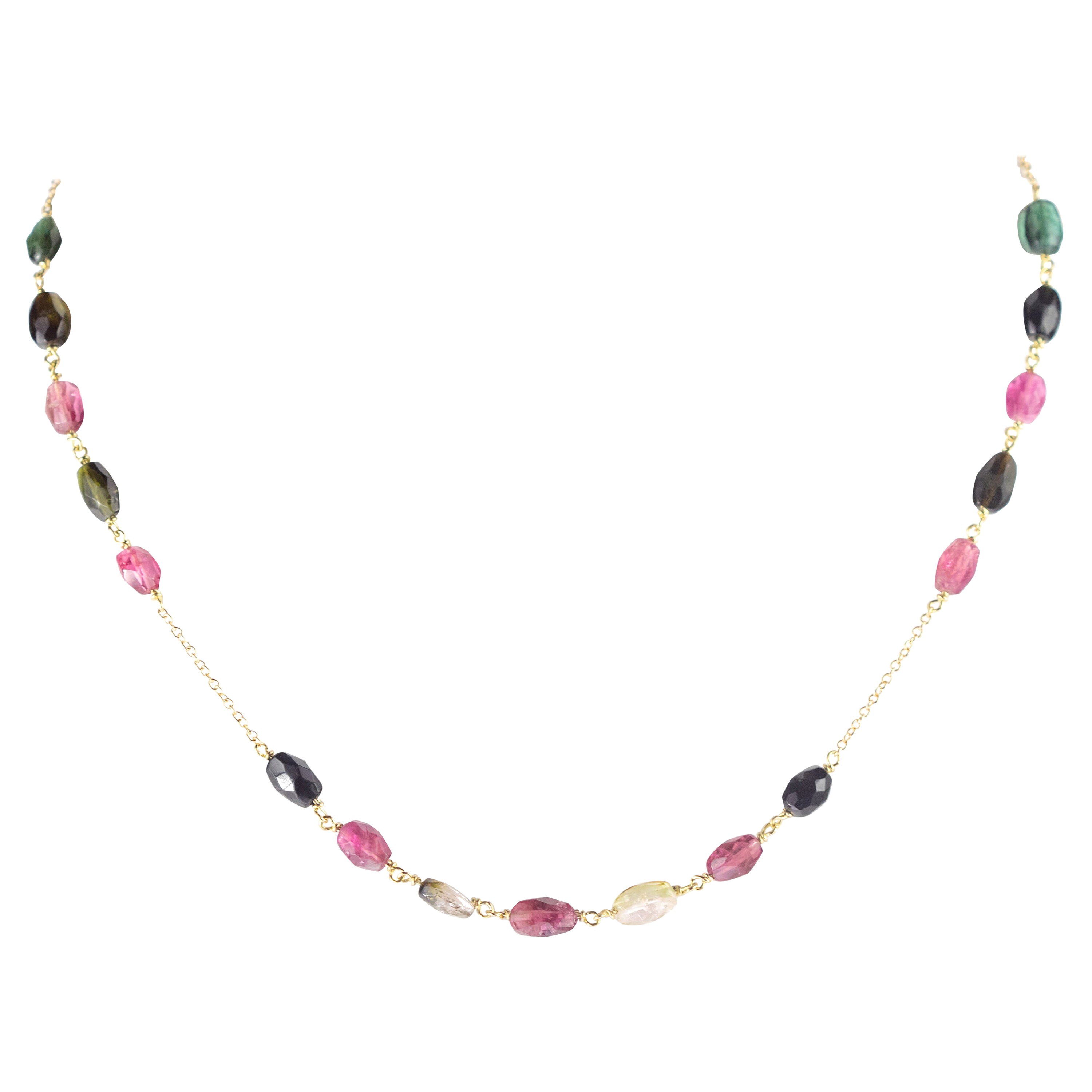 Intini Jewels Collana ovale con tormalina in oro giallo 9 carati a catena colorata