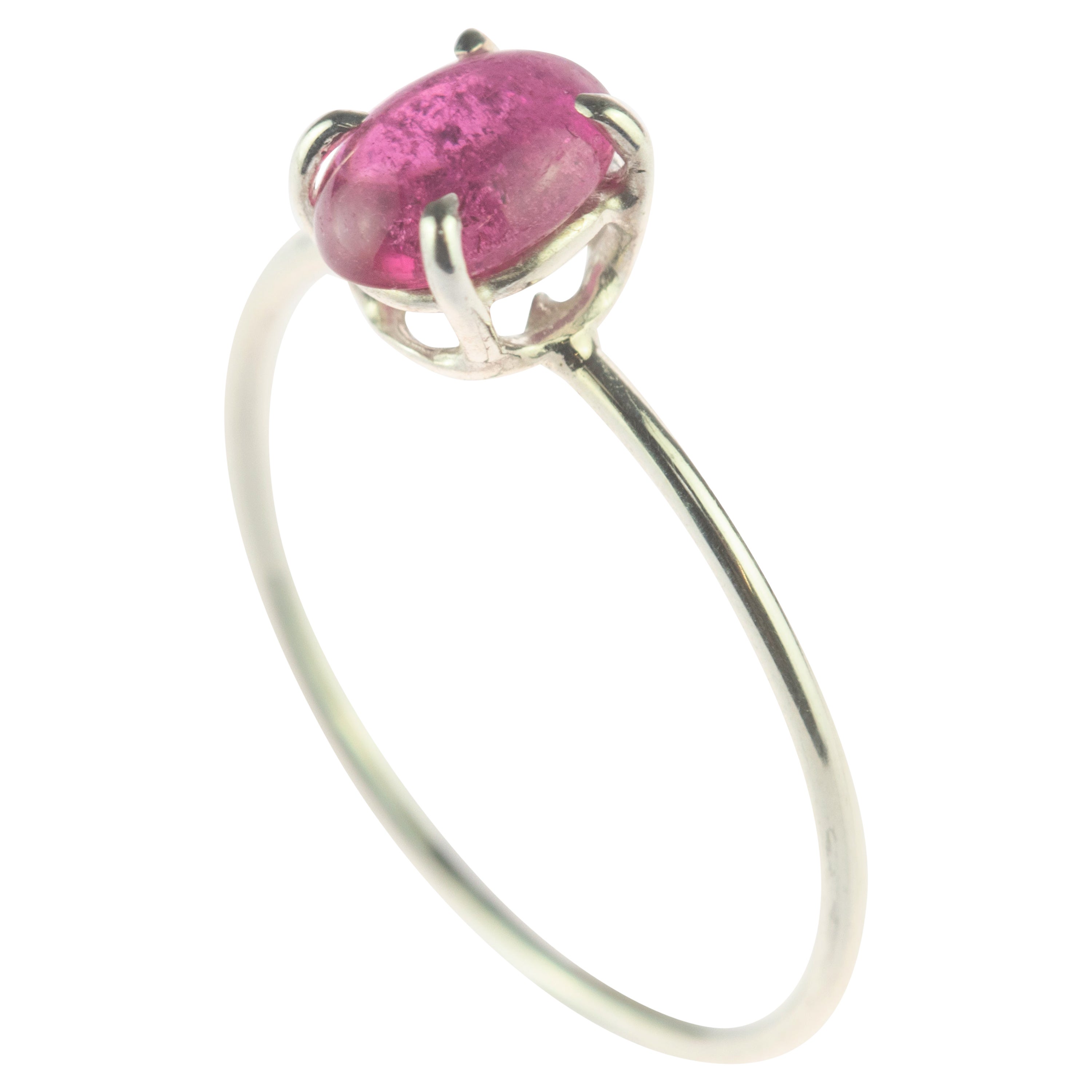 Intini Jewels Anello ovale con tormalina, fatto a mano in argento, romantico rosa e glam estivo in vendita