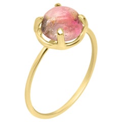 Intini Jewels Tourmaline Pink Purple 18 Karat Yellow Gold Cocktail Cabochon Ring