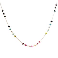 Intini Jewels Tourmaline Rondelles 9 Karat Yellow Gold Chain Colorful Necklace