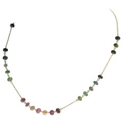 Intini Jewels Tourmaline Rondelles Gold Plate Chain Colorful Necklace