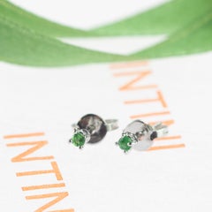 Intini Jewels Tsavorite 18 Karat White Gold Round Stud Handmade Earrings