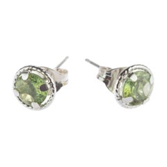 Intini Jewels Tuormaline Brilliant 18 Karat White Gold Stud Handmade Earrings