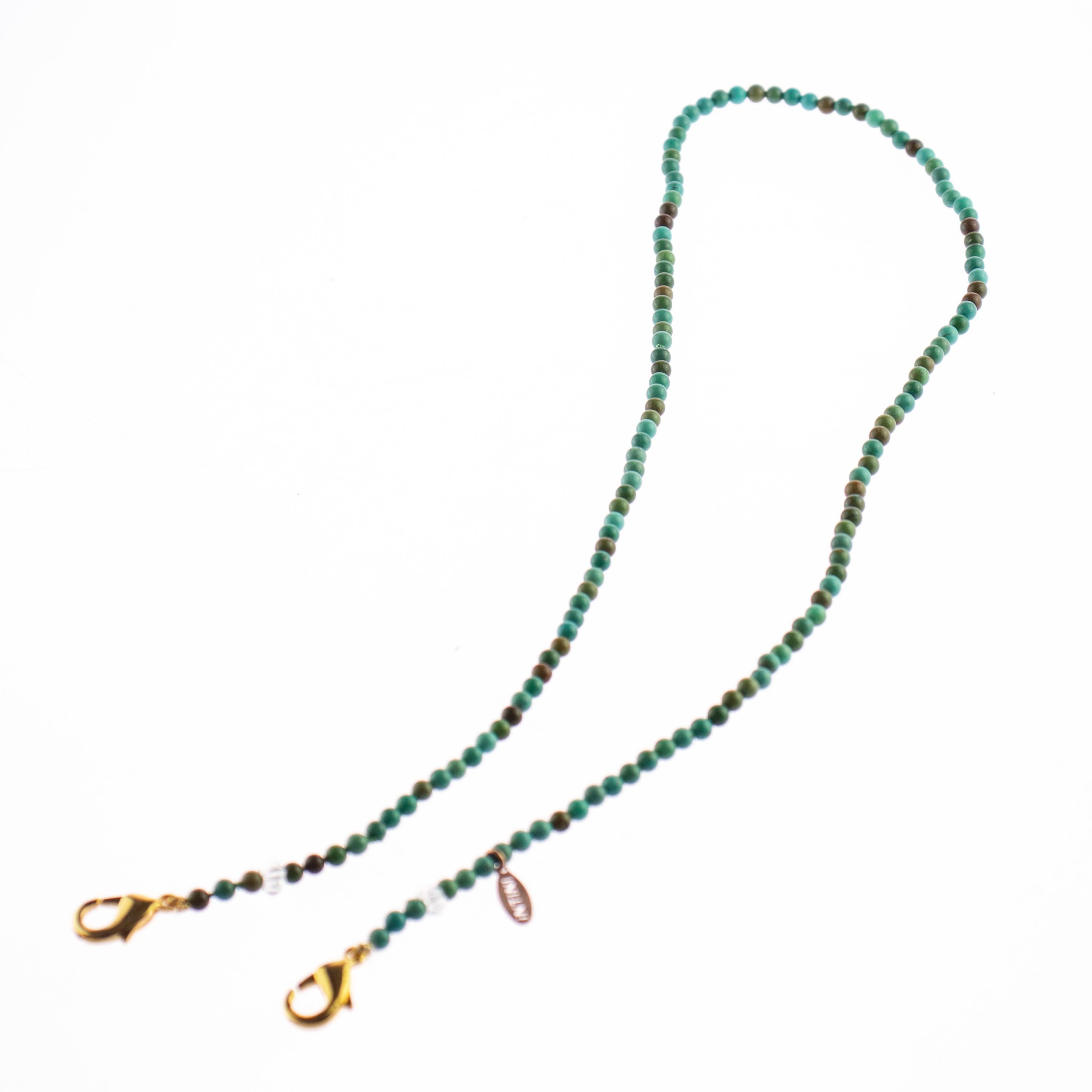 Intini Jewels Collier ras de cou masque en perles turquoise avec lanières et masque, fait à la main en vente 3