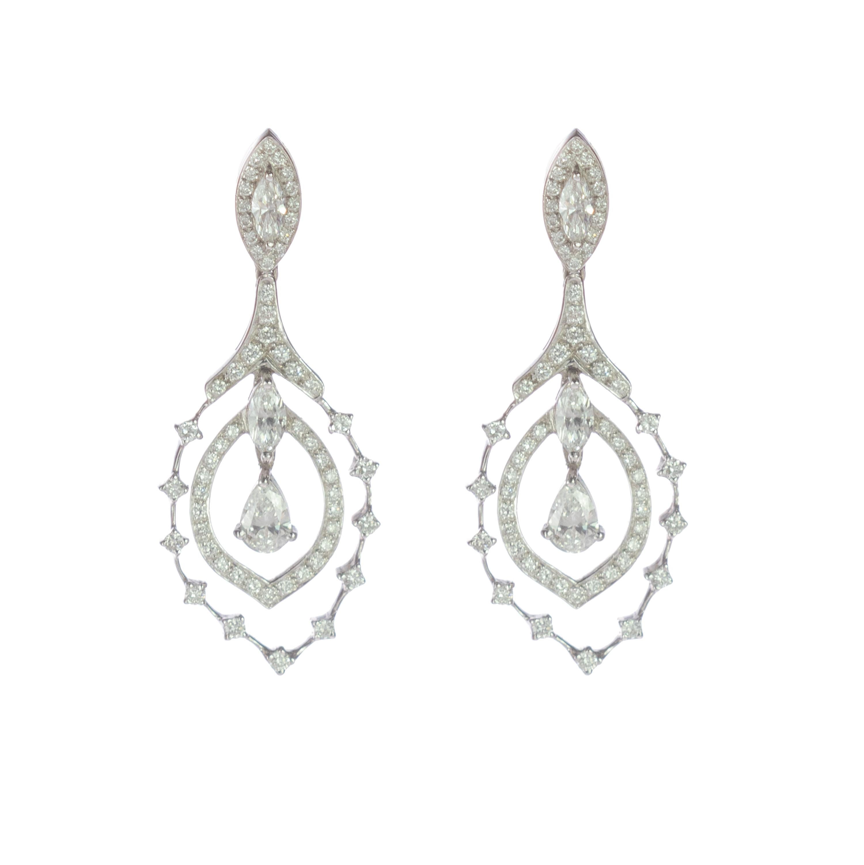 Intini Jewels Victorian 20.22 Carat 18 Karat White Gold Diamond Brilliant Set For Sale 2