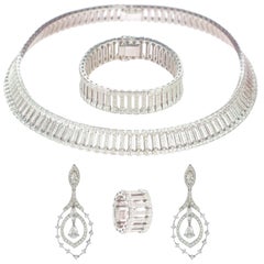 Intini Jewels Victorian 20.22 Carat 18 Karat White Gold Diamond Brilliant Set