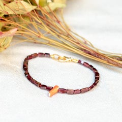 Intini Jewels Violet Garnet Coral Horn Sterling Silver Beaded Boho Vibe Bracelet