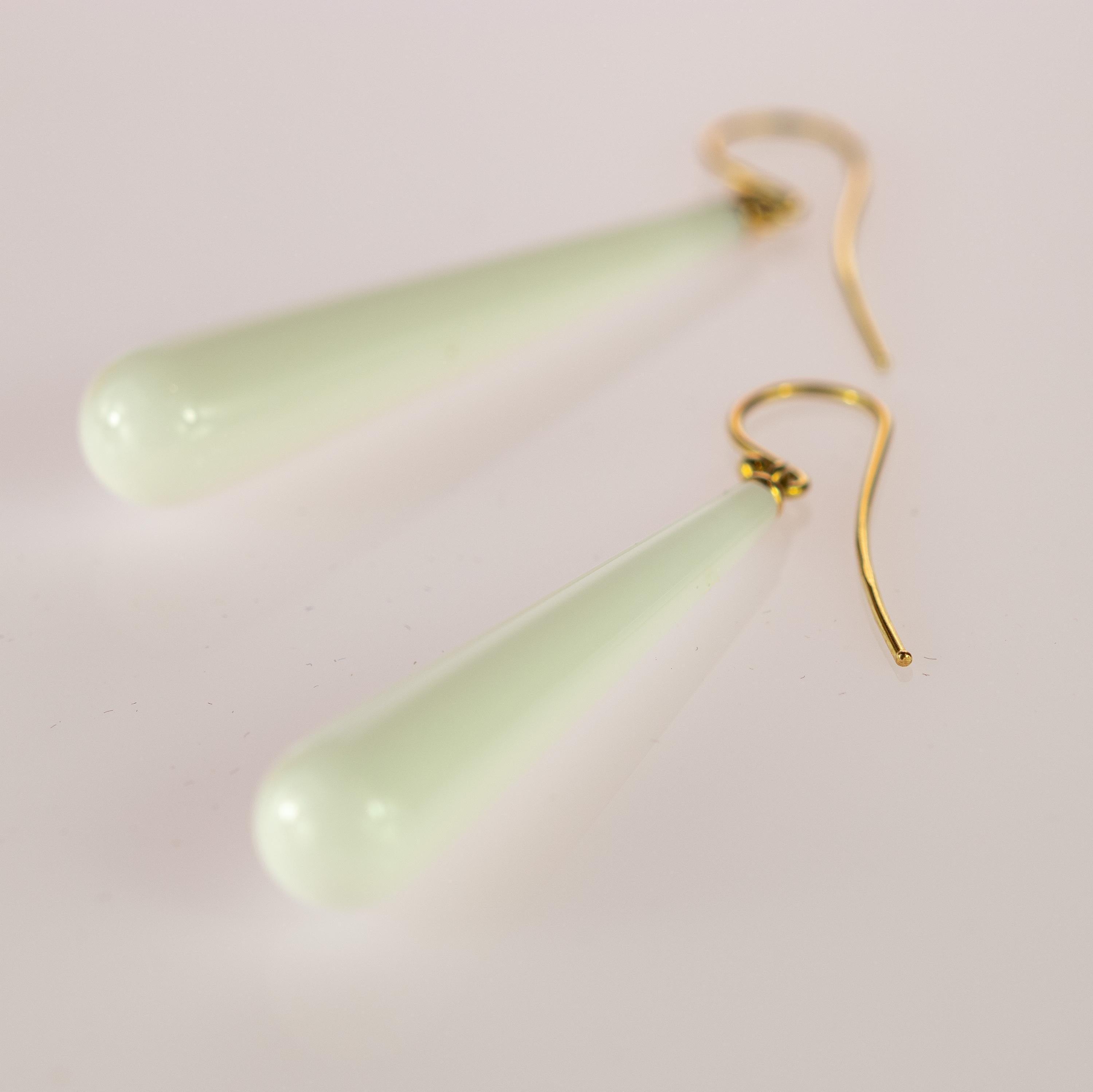 White Agate 18 Karat Gold Bold Tear Drop Dangle Cocktail Earrings 2