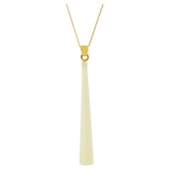 Intini Jewels White Agate Drop 18K Yellow Gold Chain Deco Drop Pendant Necklace