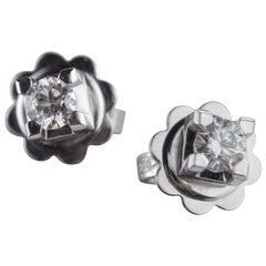 Intini Jewels Clous d
oreilles en or blanc 0,27 carat avec diamant point de lumière, fabrication artisanale