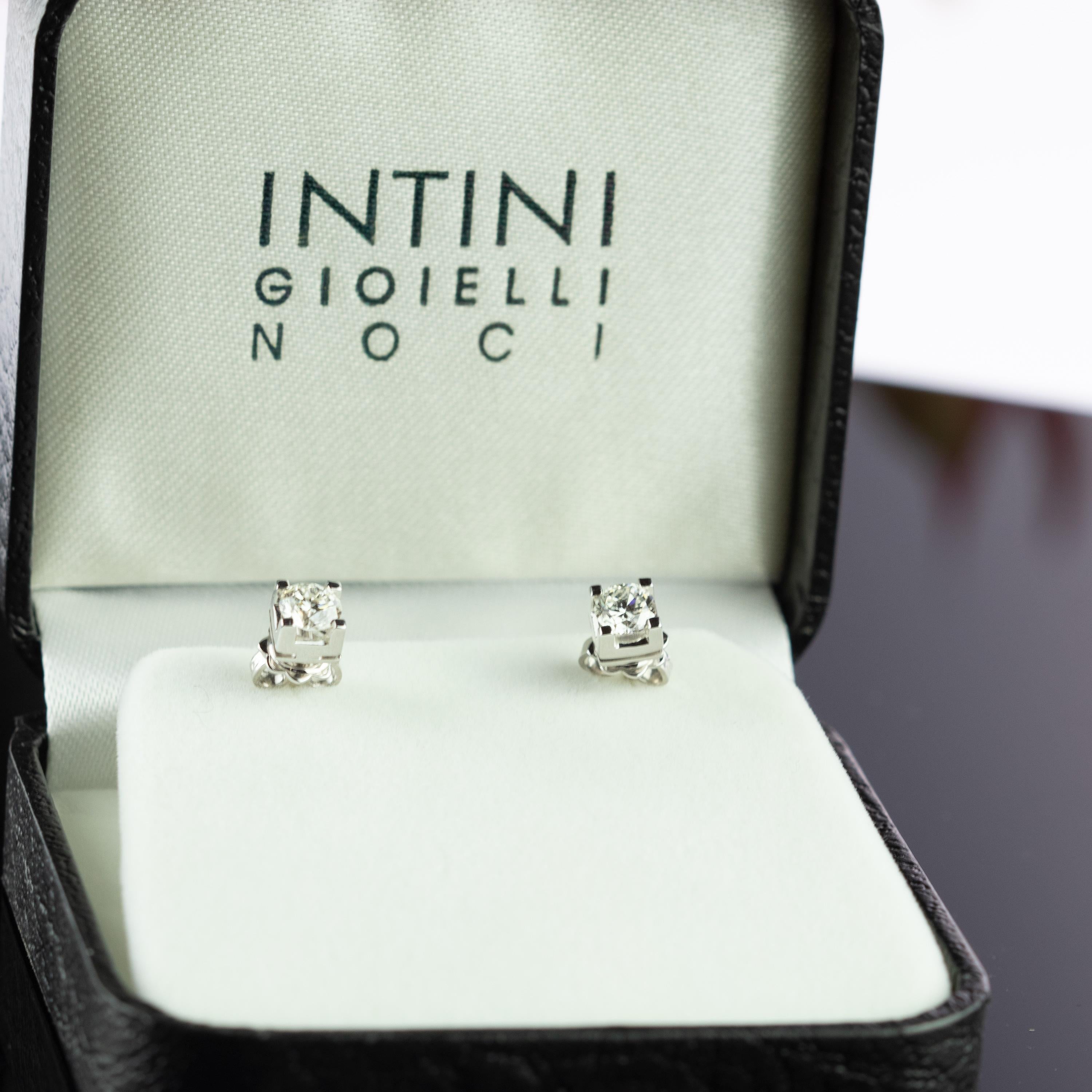 Intini Jewels Clous d'oreilles point de lumière en or blanc avec diamants de 1 carat Neuf - En vente à Milano, IT
