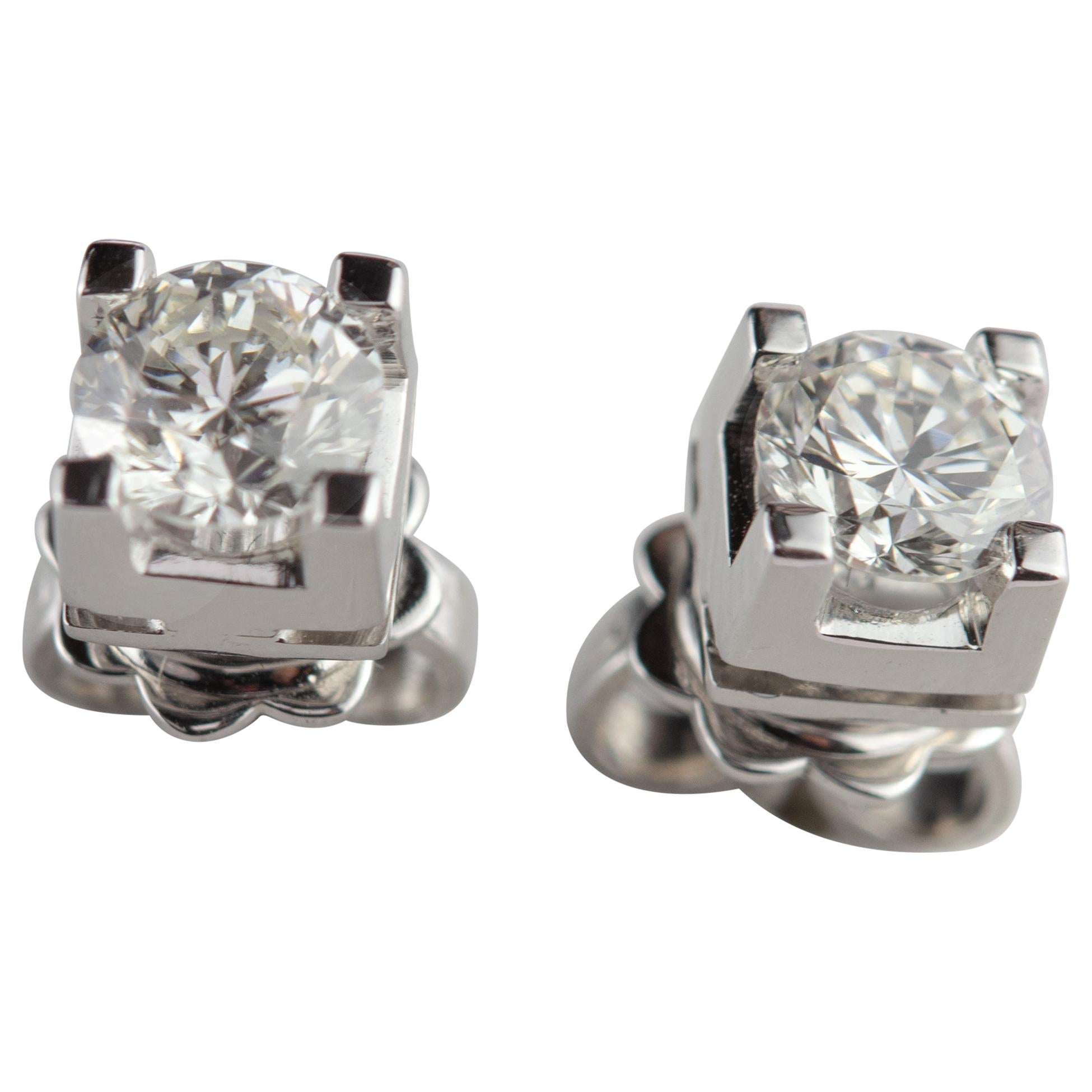 Intini Jewels Clous d
oreilles point de lumière en or blanc avec diamants de 1 carat