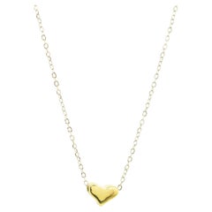 Intini Jewels White Yellow Solid Gold 18 Karat Heart Pendant Chain Love Necklace