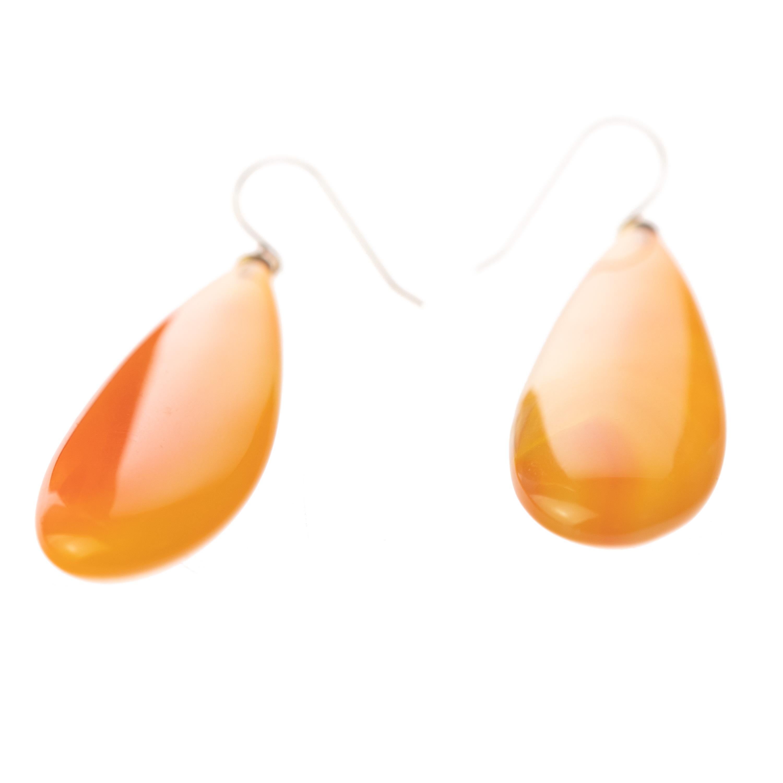 Taille mixte Intini Jewels Boucles d'oreilles chics en or jaune 18 carats avec agate jaune en forme de goutte d'eau, faites à la main en vente