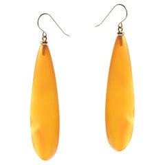 Intini Jewels Yellow Agate 18 Karat Yellow Gold Tear Drop Handmade Chic Earrings