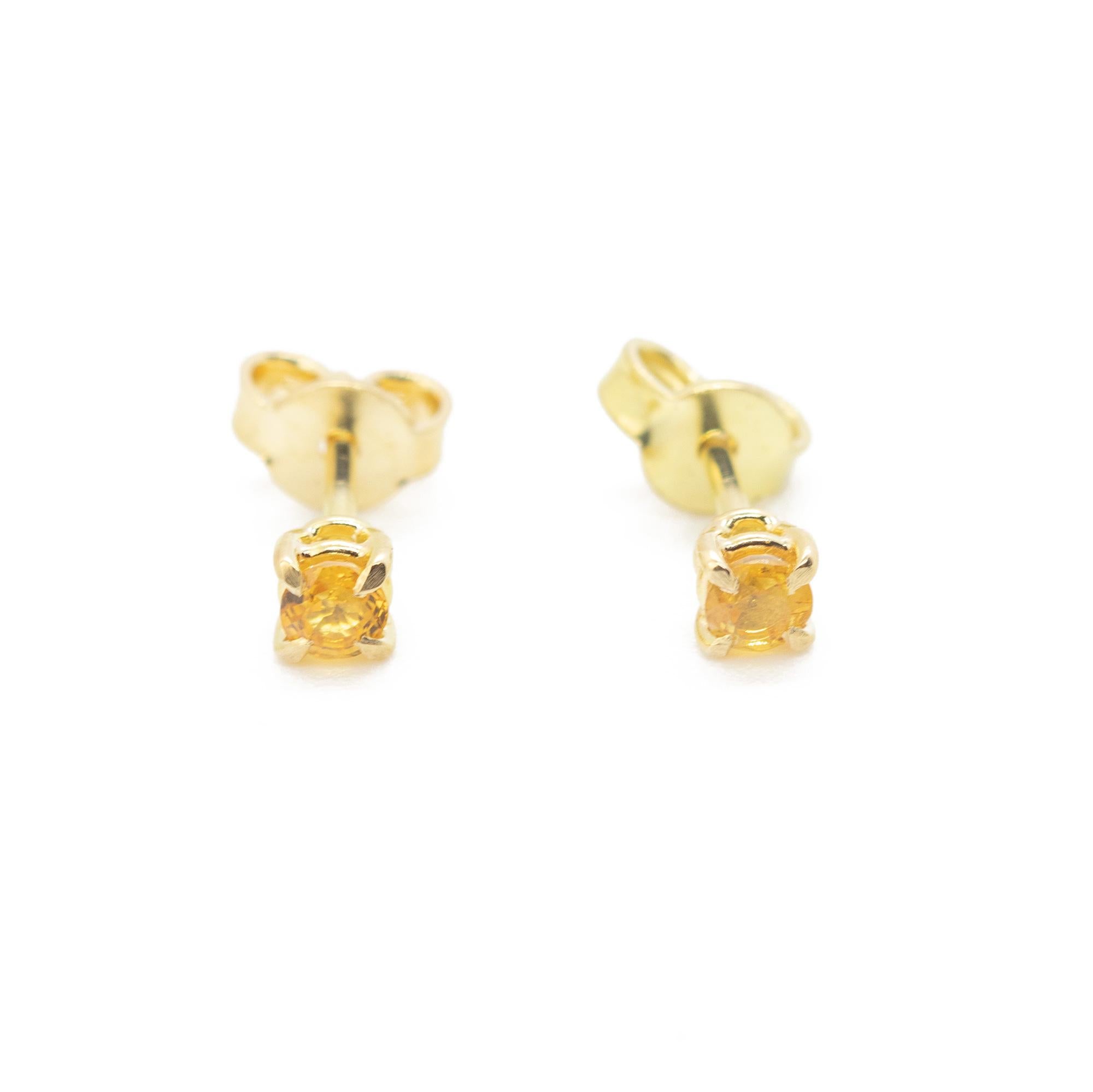 Taille brillant Clous d'oreilles cocktail Intini Jewels en or 18 carats et saphirs jaunes, faits à la main en vente