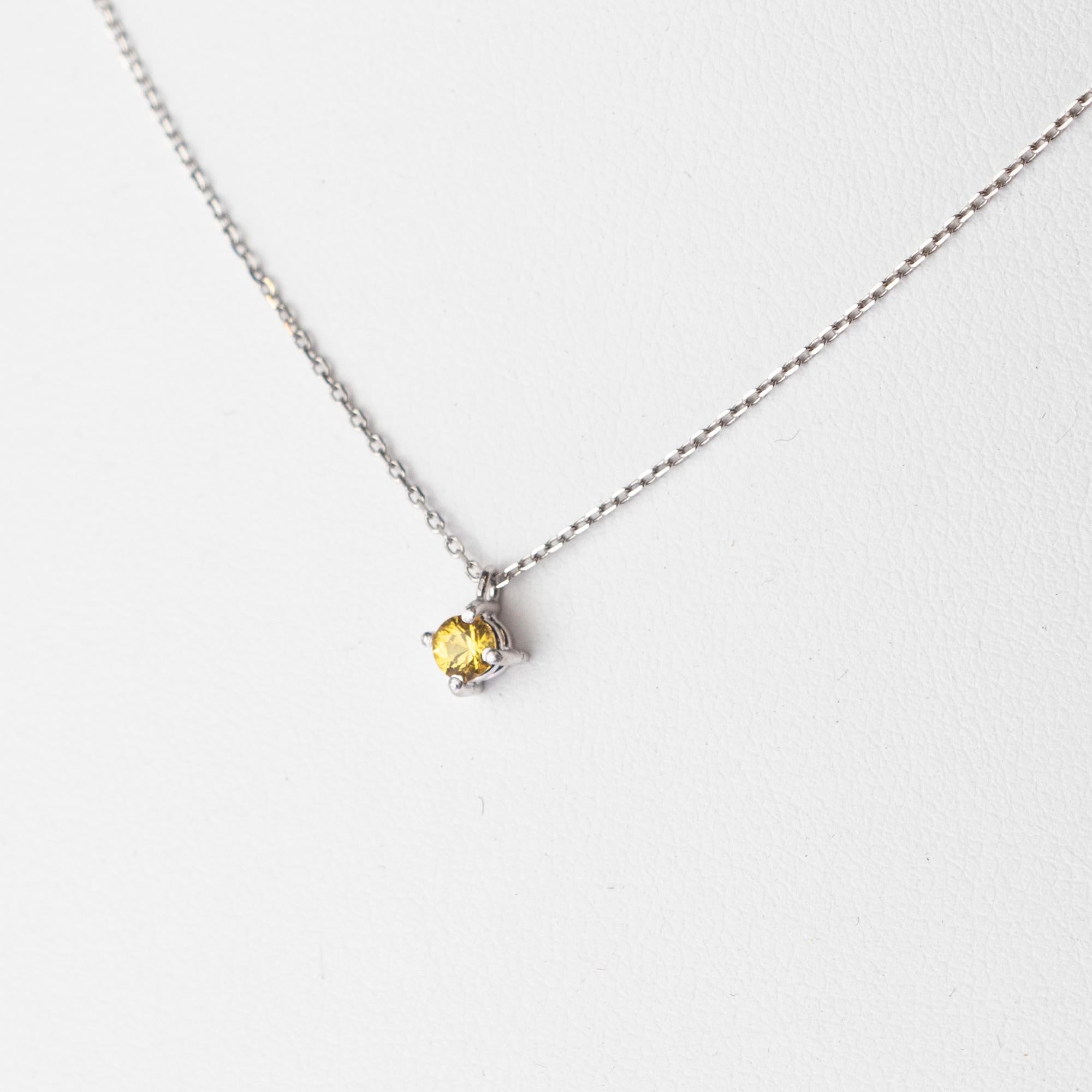 Intini Jewels Yellow Sappphire 18 Karat White Gold Chain Chic Cocktail Necklace For Sale 1