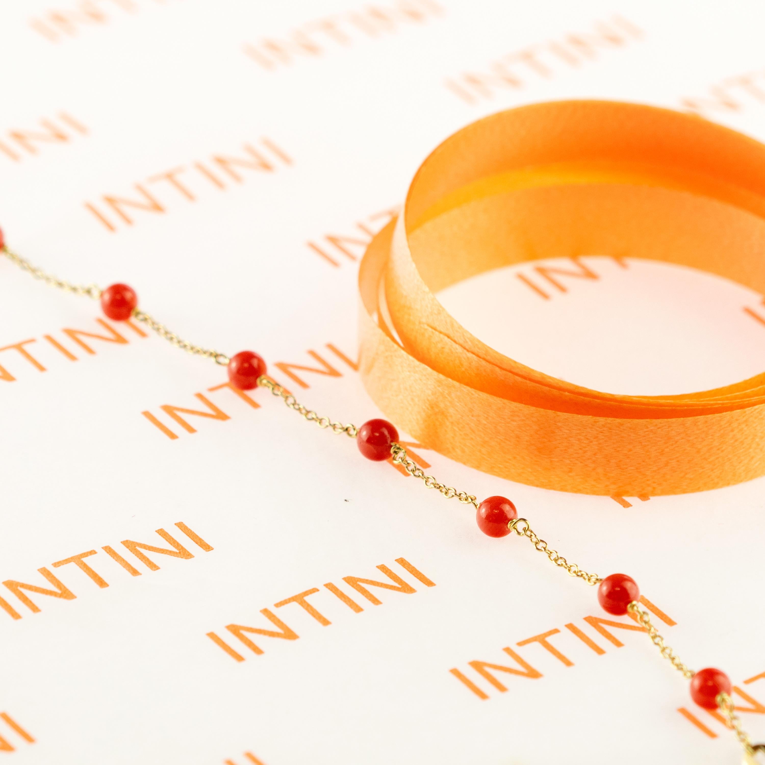 Moderne Intini Jewes Bracelet chic en or 18 carats avec sphères de corail rouge méditerranéen en vente