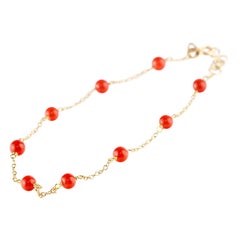 Intini Jewes 18 Karat Gold Chain Mediterranean Red Coral Spheres Chic Bracelet