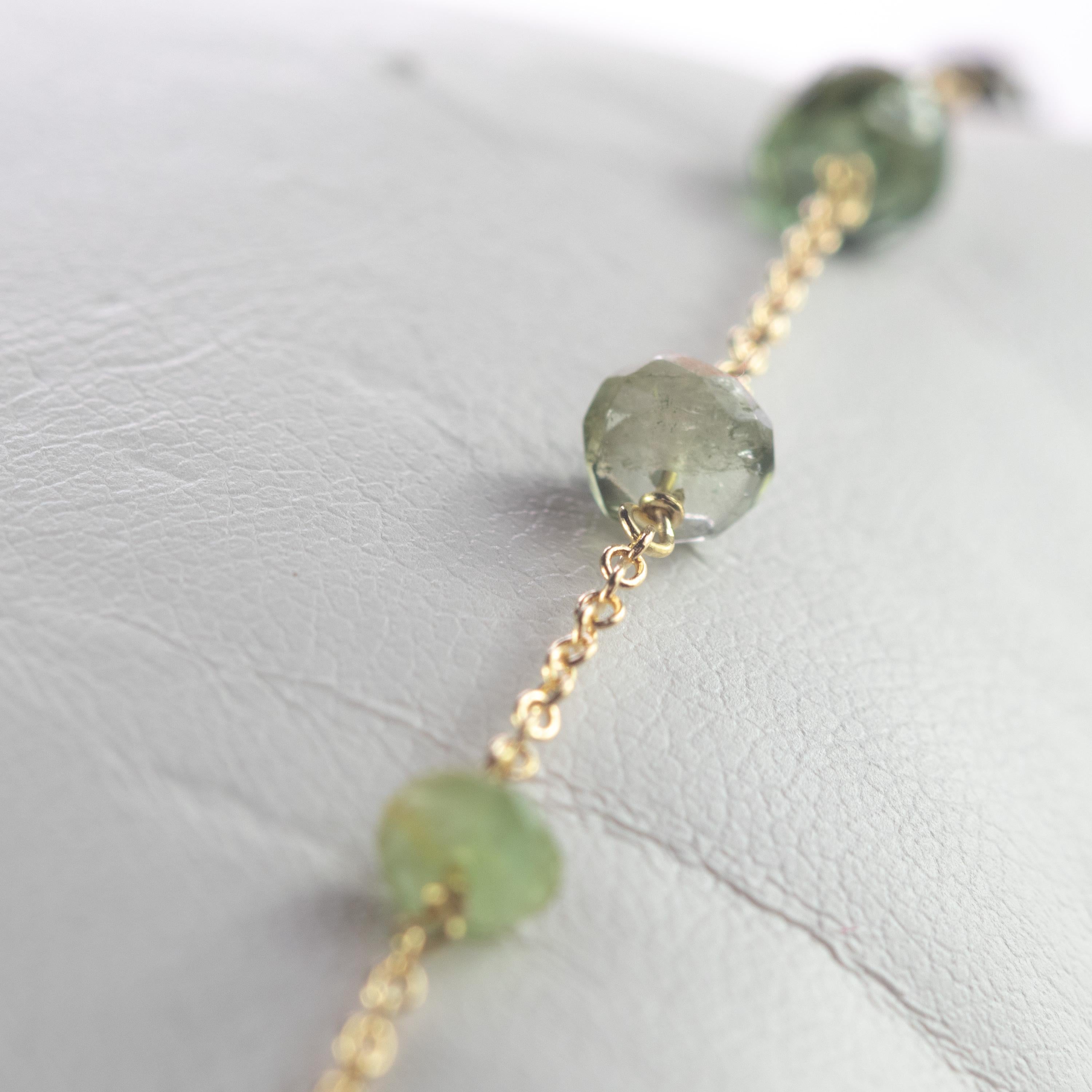 Intini Jewes 18 Karat Gold Chain Tourmaline Rondelles Colorful Rainbow Bracelet 3