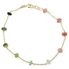 Intini Jewes 18 Karat Gold Chain Tourmaline Rondelles Colorful Rainbow Bracelet