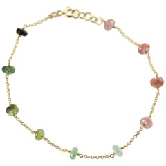 Intini Jewes 9 Karat Gold Chain Tourmaline Rondelles Colorful Rainbow Bracelet