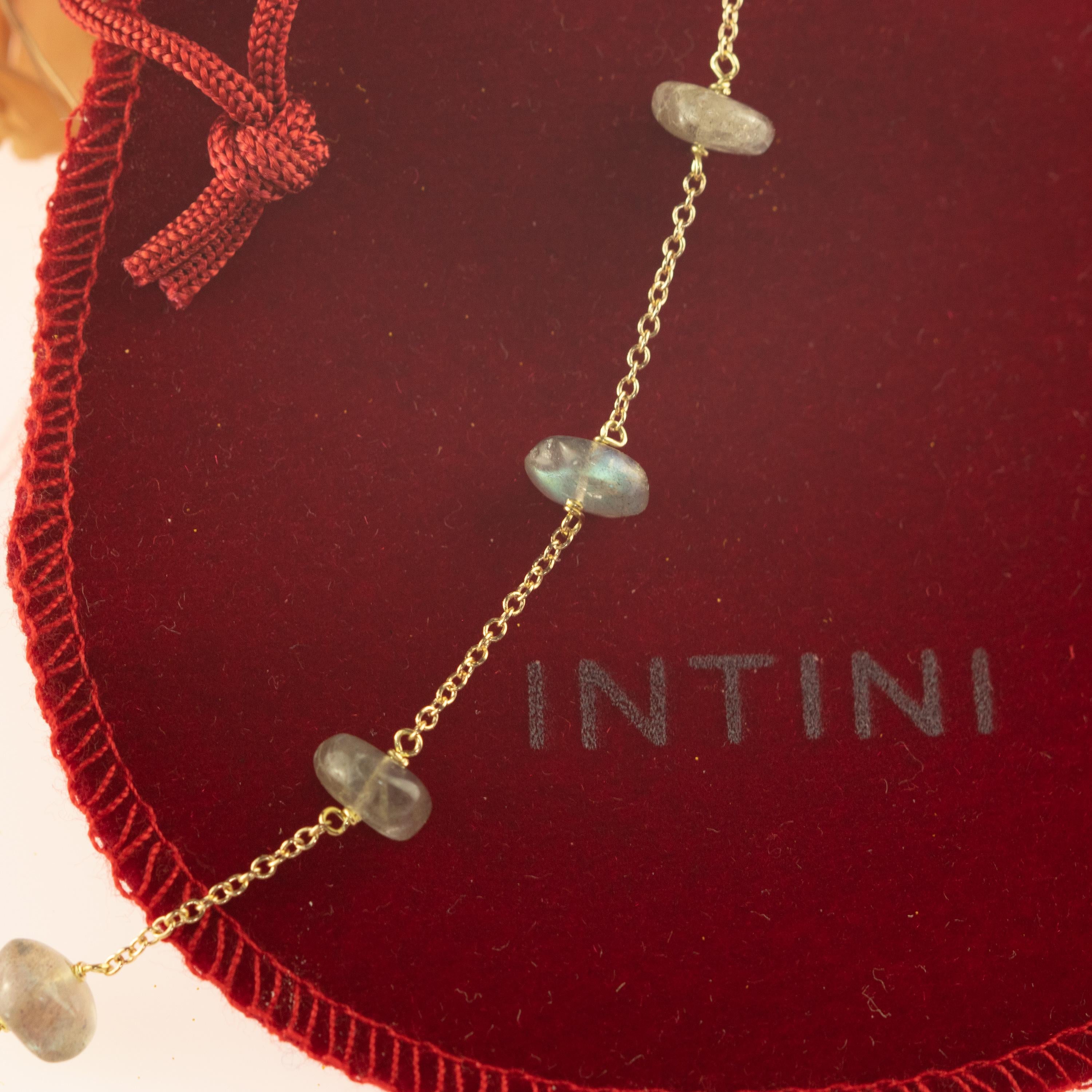 Intini Jewes Gold Plate Chain Cat's Eye Rondelles Handmade Anklet Bracelet In New Condition For Sale In Milano, IT