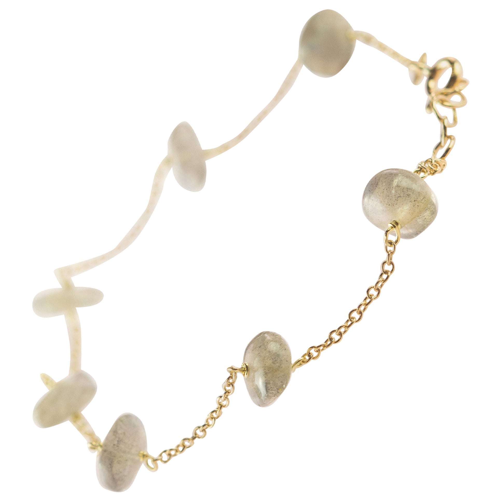 Intini Jewes Bracelet jonc à chaîne en plaqué or avec rondelles en forme d
œil de chat, fait à la main