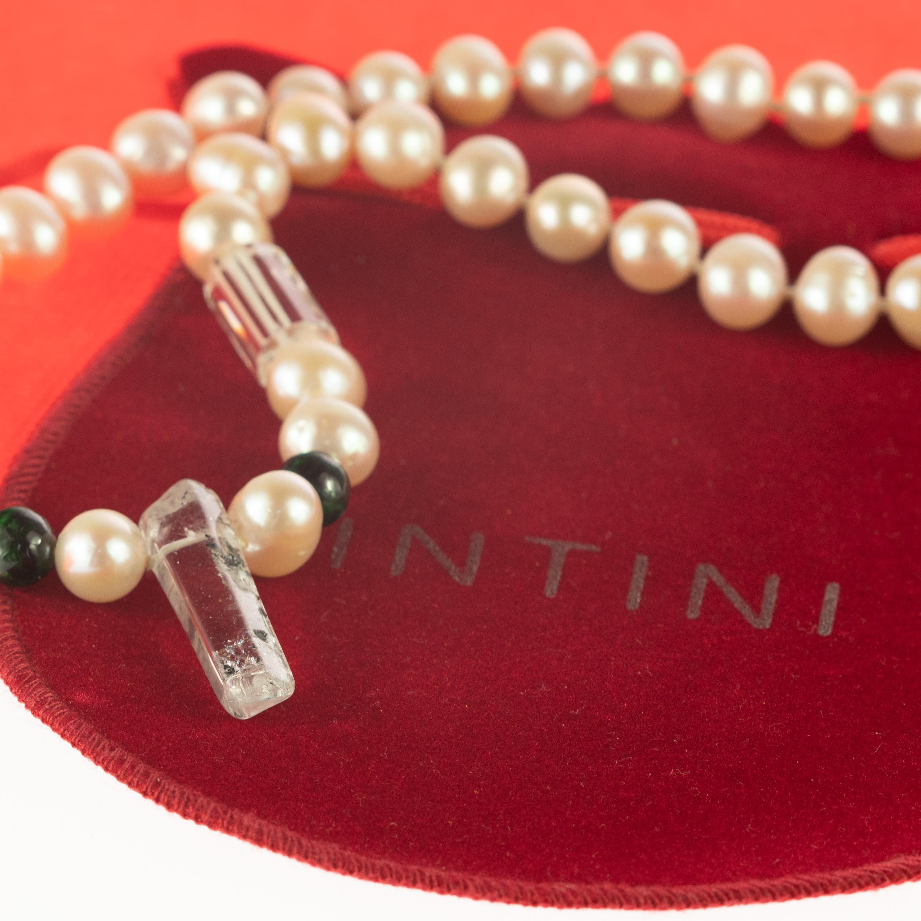 IntiniJewels Collana di cristallo di rocca, perla, giada, oro giallo 14 carati, moderna e chic in vendita 3