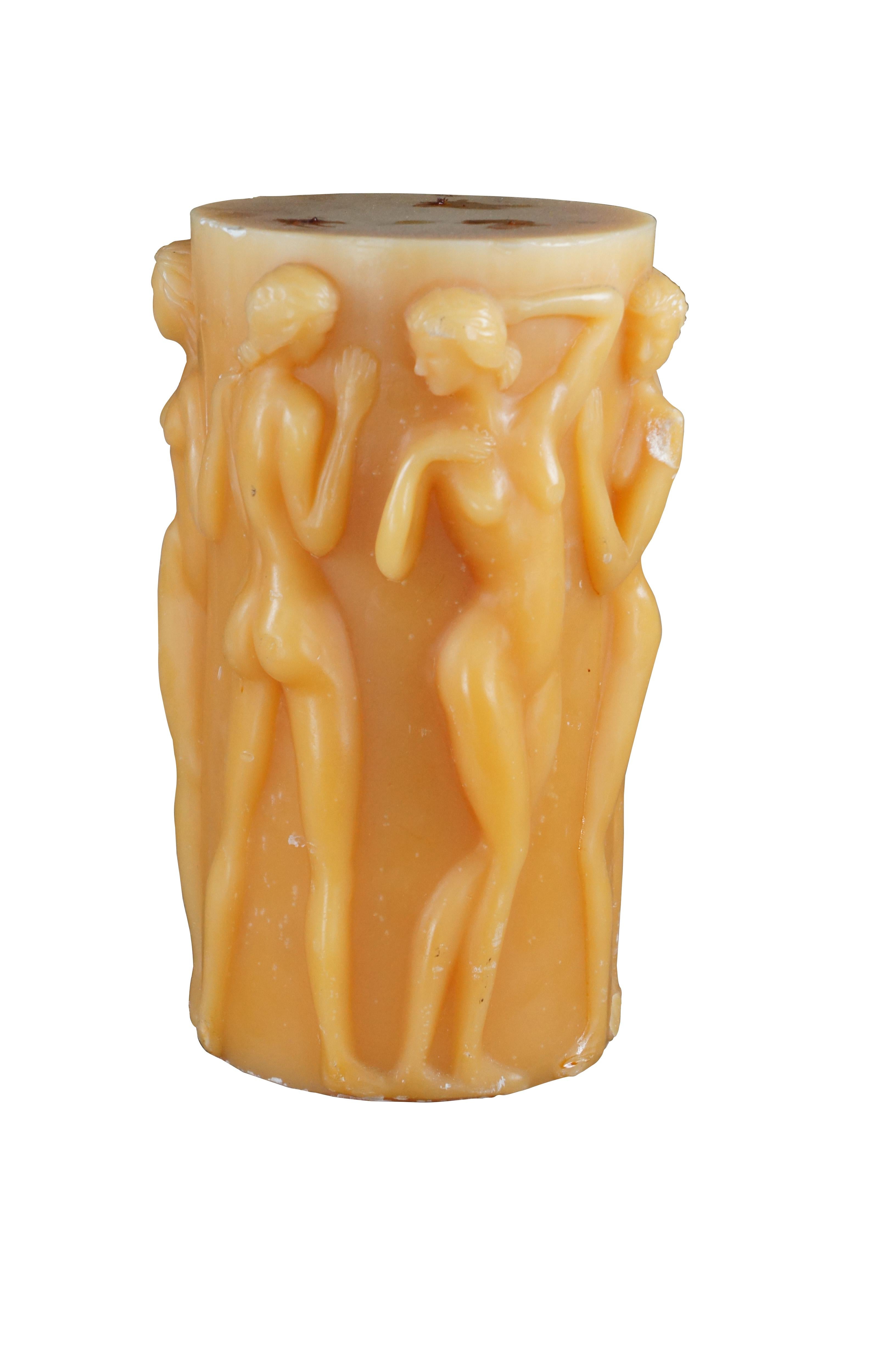 Neoclassical Intira Candle Factory Lalique 'Bacchantes' Nude Figural Large Wax Candle 15