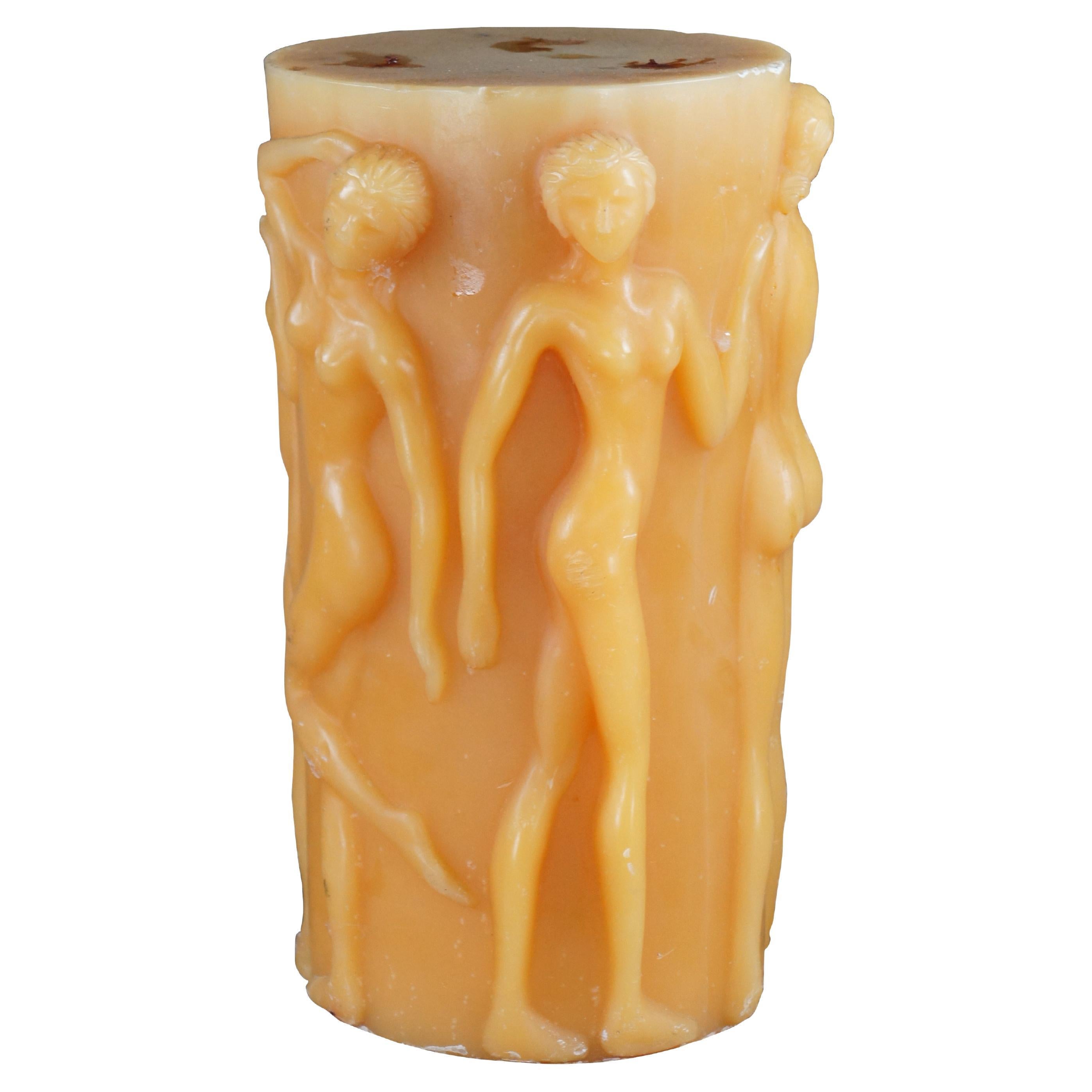 Intira Candle Factory Lalique 'Bacchantes' Nude Figural Large Wax Candle 15" For Sale