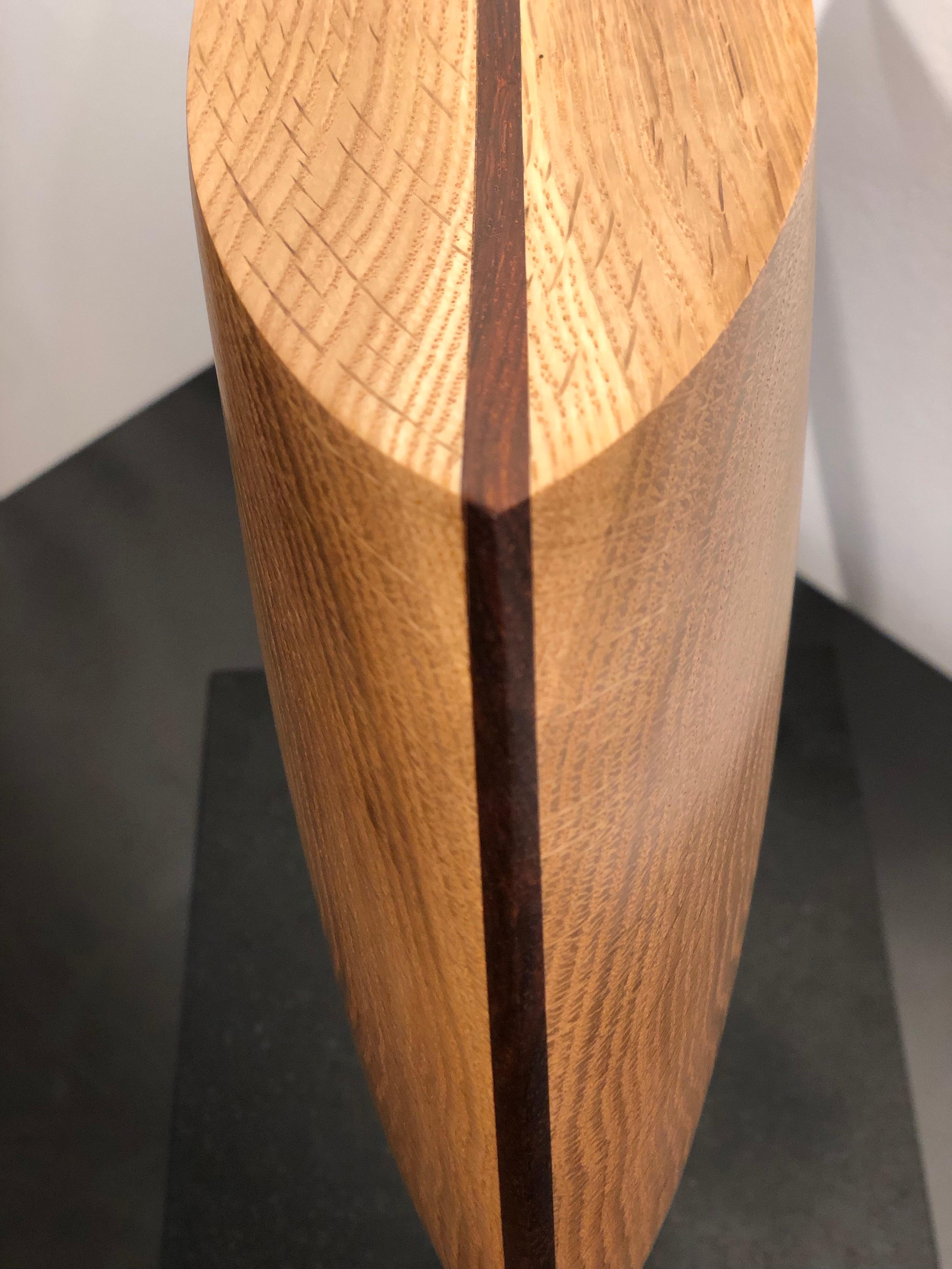 Into the Wind, Hand Carved White Oak and Cocobolo Sculpture on Granite Base 1