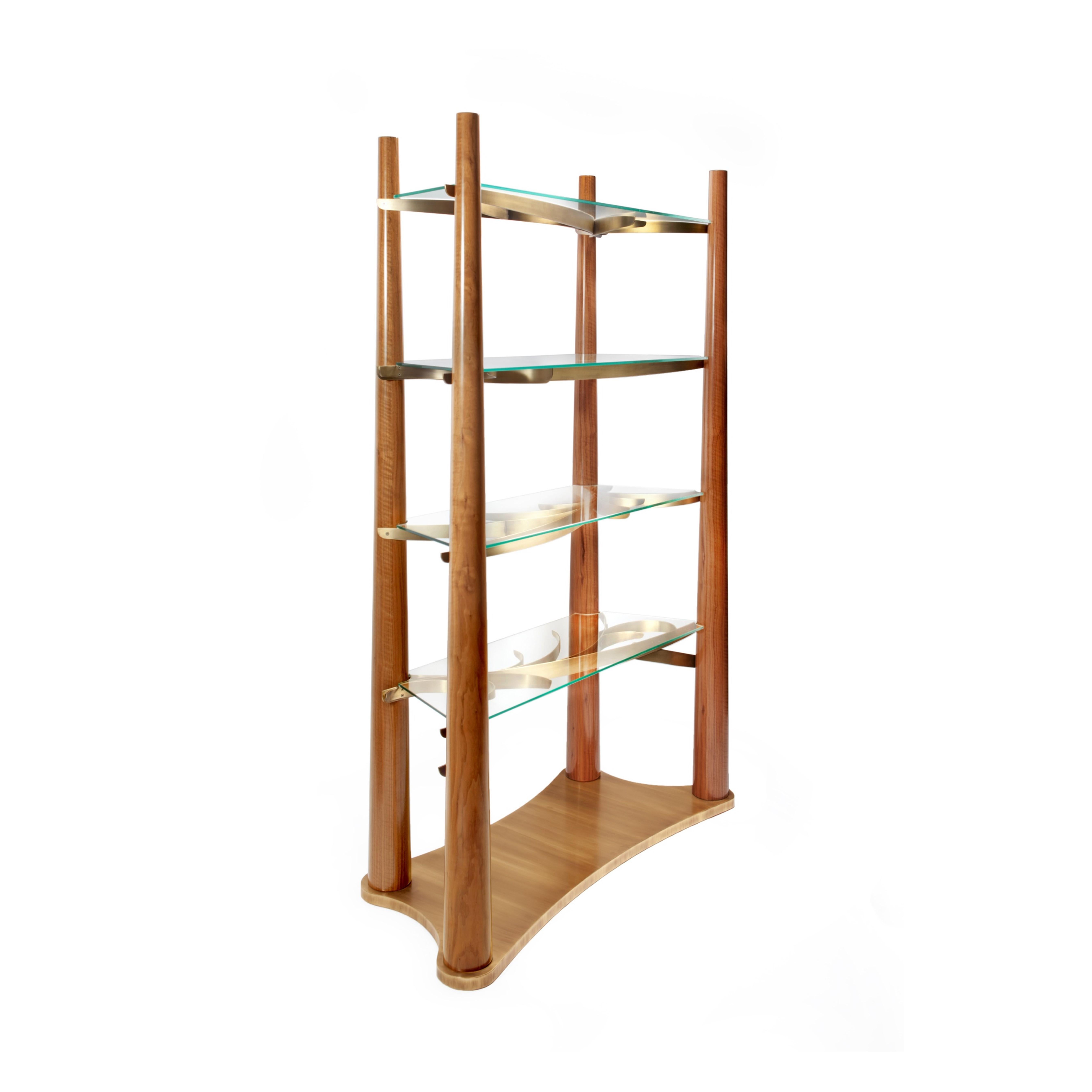 Modern Into the Woods Bookcase, Walnut and Brass, Insidherland by Joana Santos Barbosa For Sale