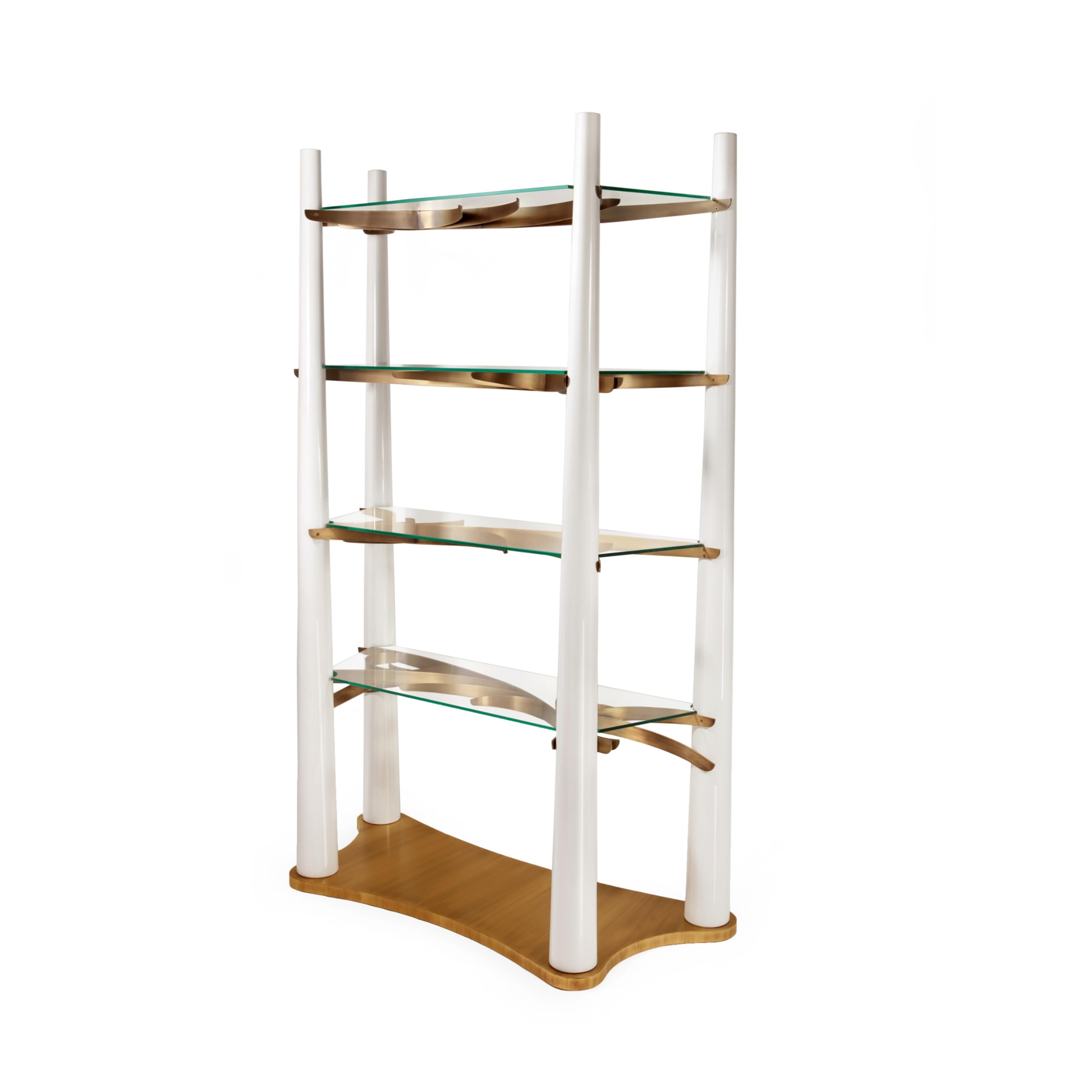 Modern Into The Woods Bookcase, White and Brass, InsidherLand by Joana Santos Barbosa For Sale