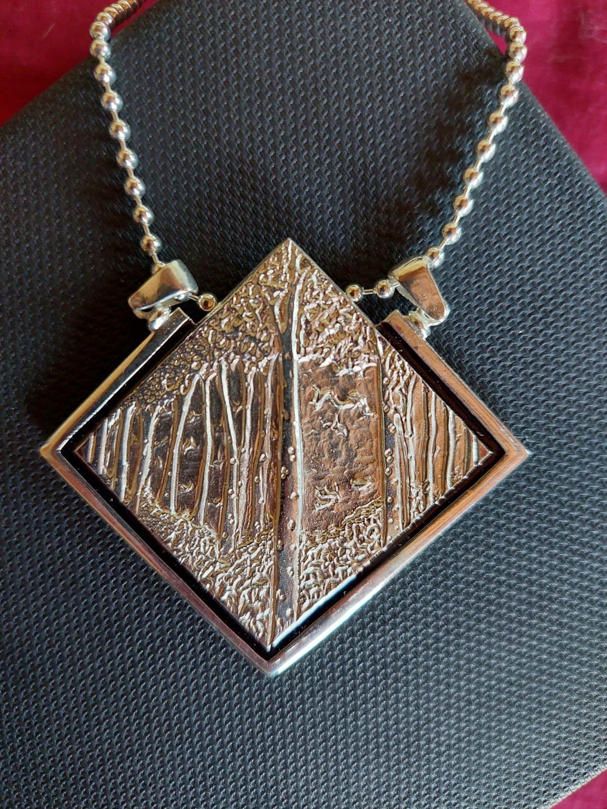 Into the Woods Pendent Gold, Sterling Silver, Handmade, Italy For Sale 4