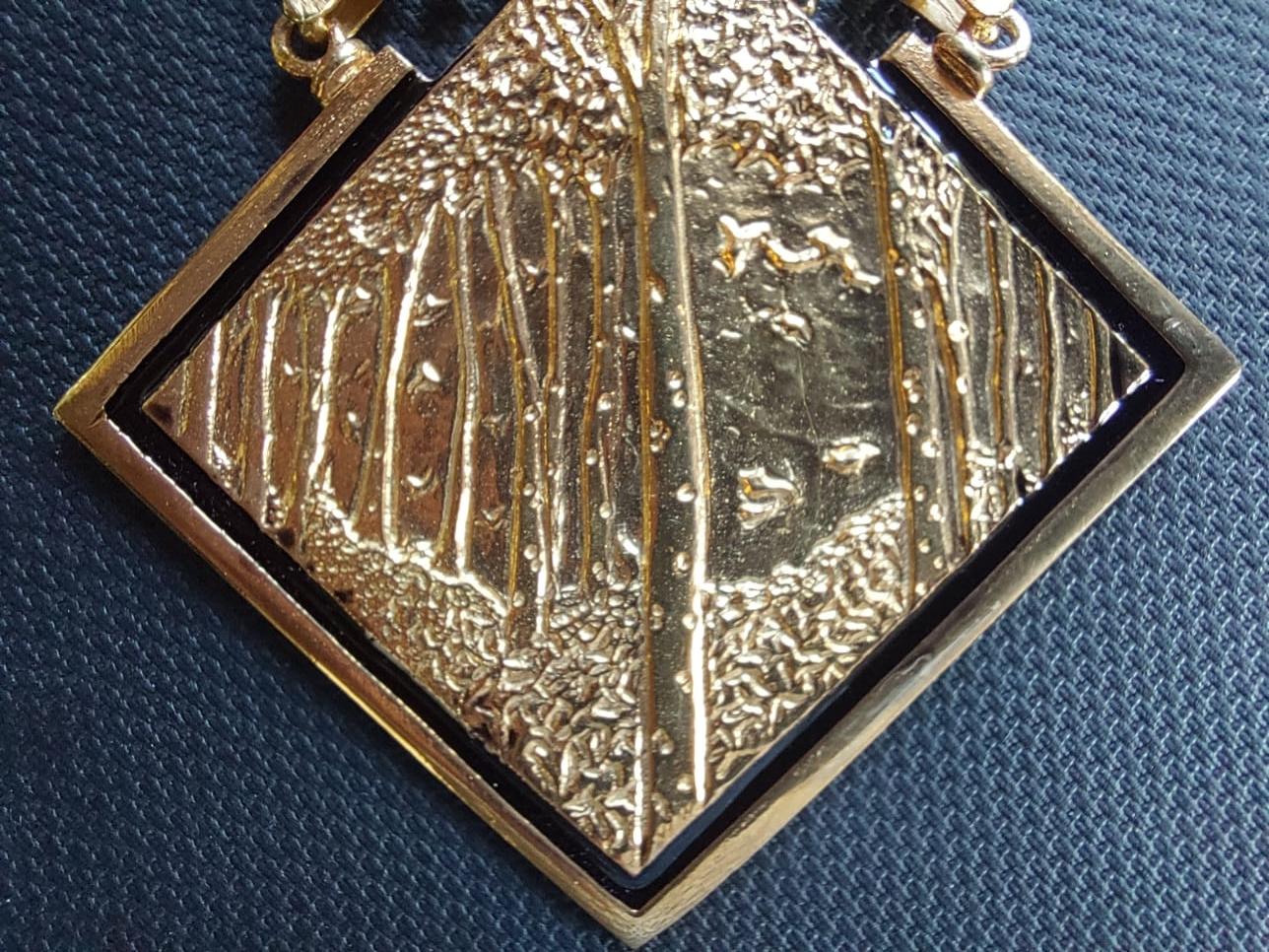 Into the Woods Pendent Gold, Sterling Silver, Handmade, Italy In New Condition For Sale In Firenze, IT