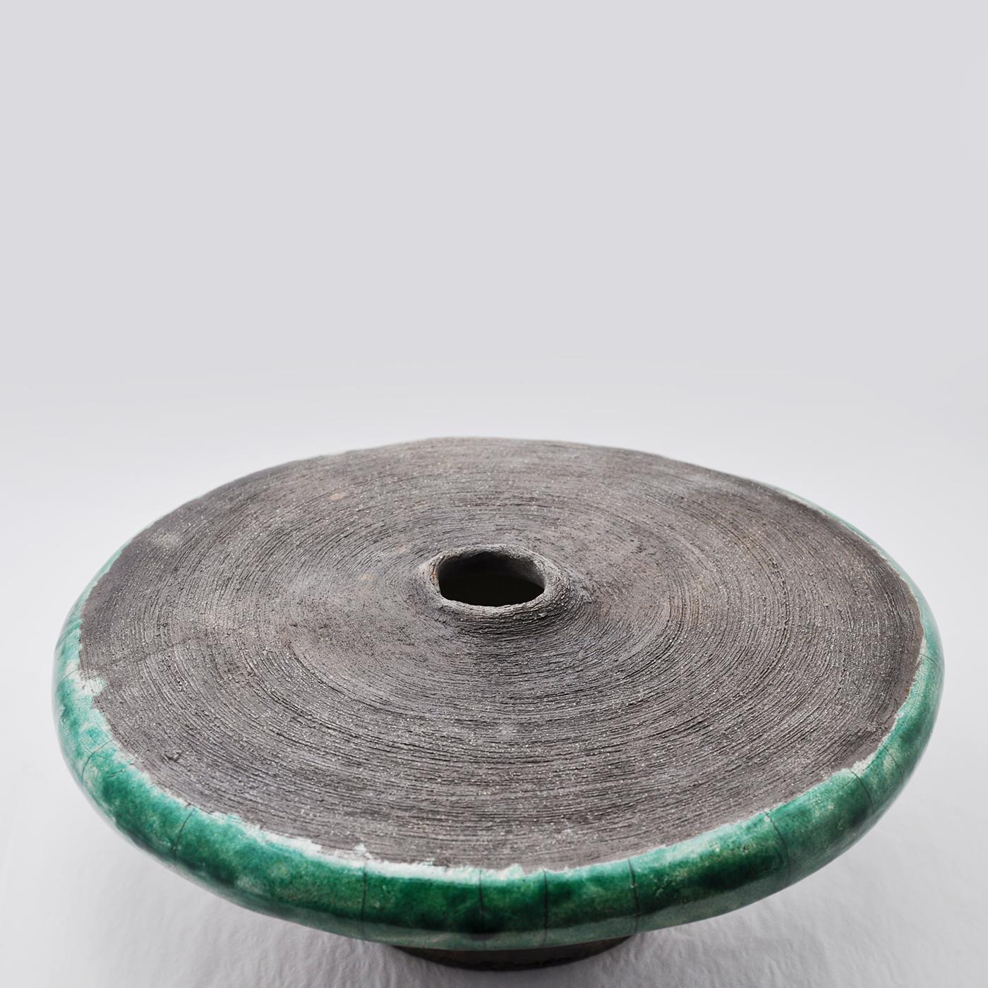 Modern Intorno al Cerchio Round Raku Sculpture Vase by Nino Basso For Sale