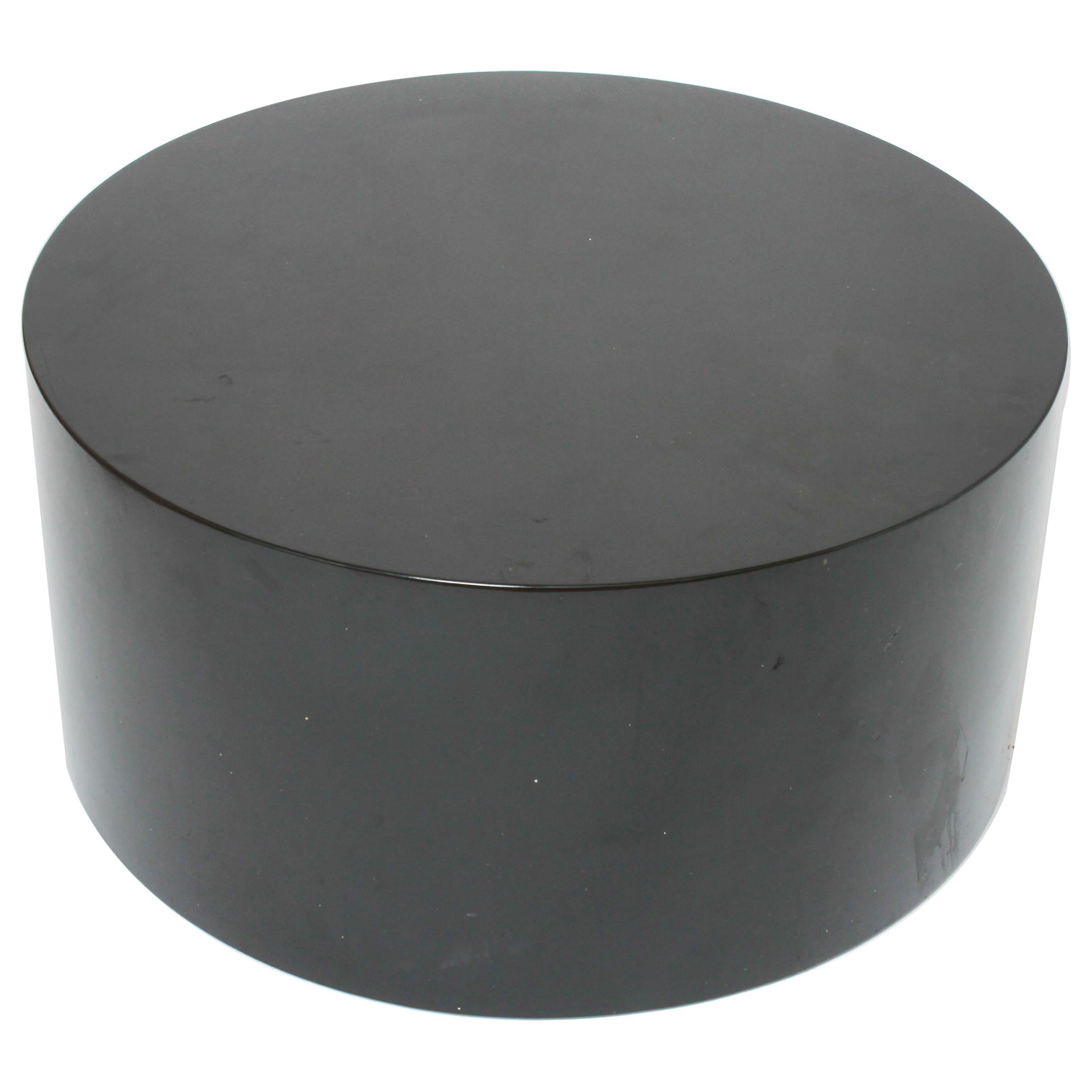 Intrex Habitat Modern Black Enameled Wood Round Low Table