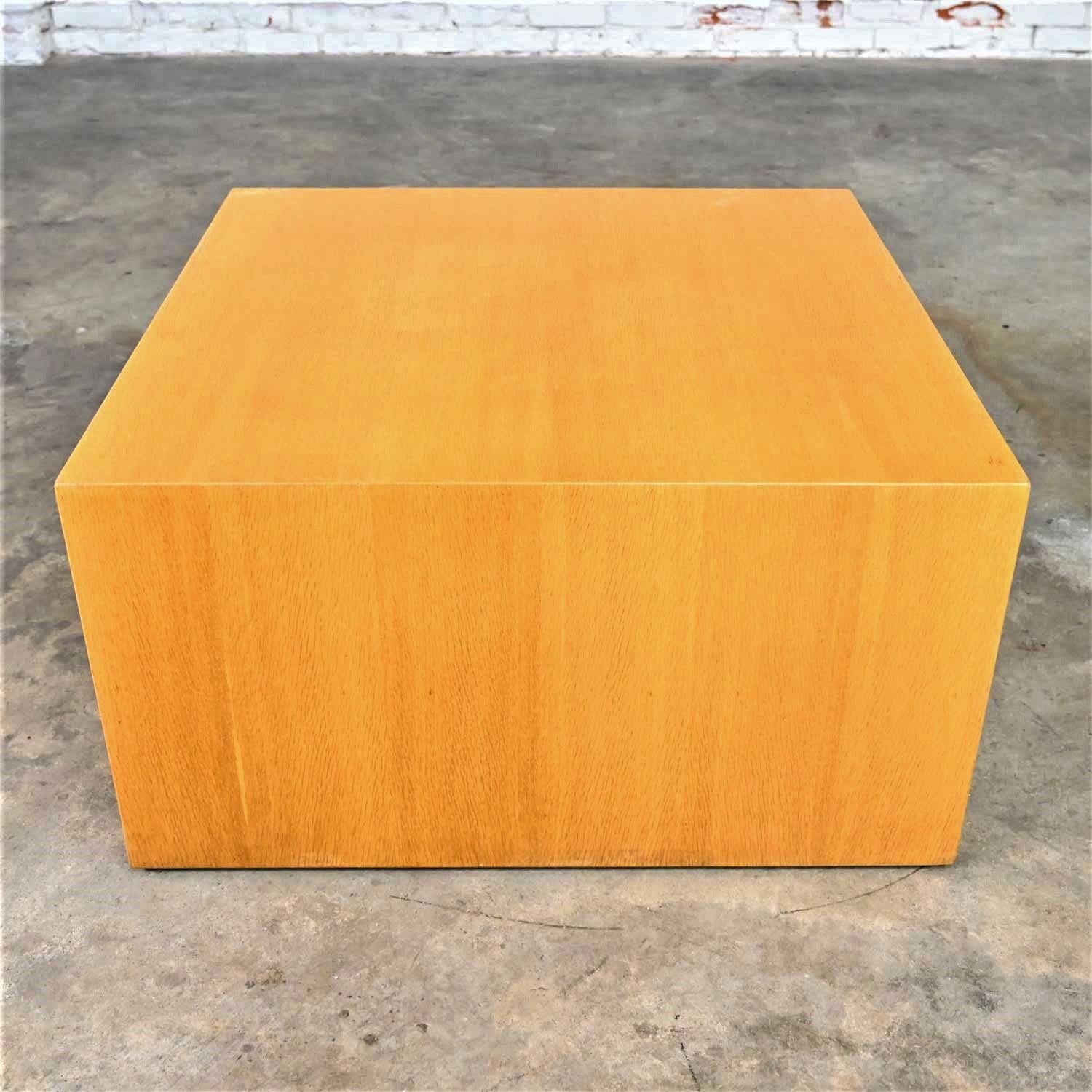 Intrex Wood Veneer Cube End or Side Table Pedestal Attributed to Paul Mayen In Good Condition For Sale In Topeka, KS