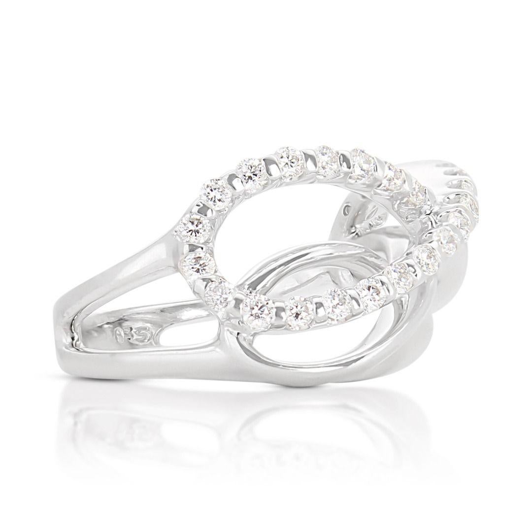 Round Cut Intricate 0.35ct Round Brilliant Natural Diamond Ring set in 18K White Gold For Sale