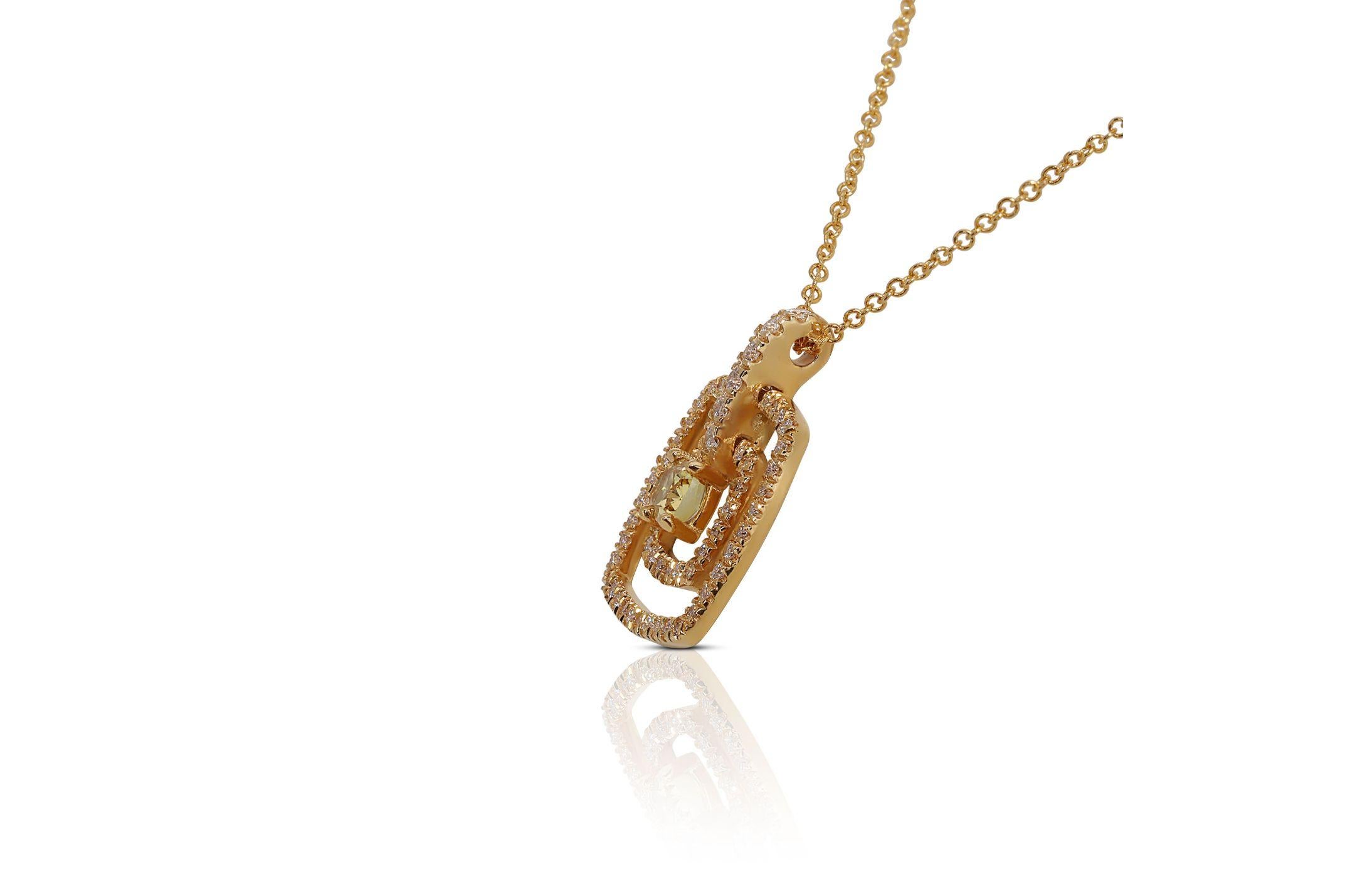 Collier complexe en or jaune 18 carats avec diamants de 0,68 carat Neuf - En vente à רמת גן, IL