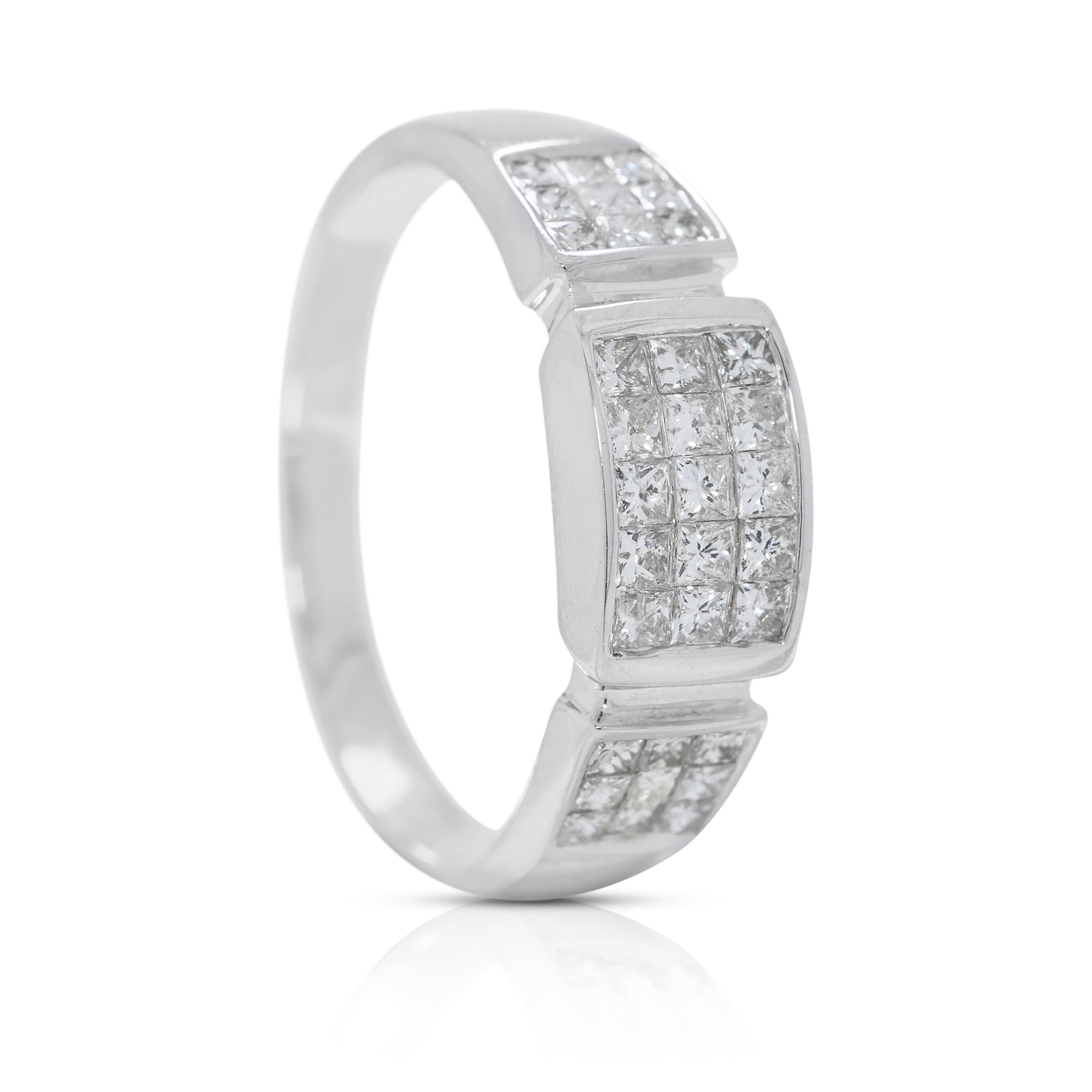Verschlungener Ring mit 0,89 Karat natürlichen Diamanten aus 18 Karat Weißgold im Angebot 1