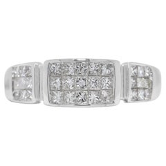 Bague complexe en or blanc 18 carats avec diamants naturels de 0,89 carat
