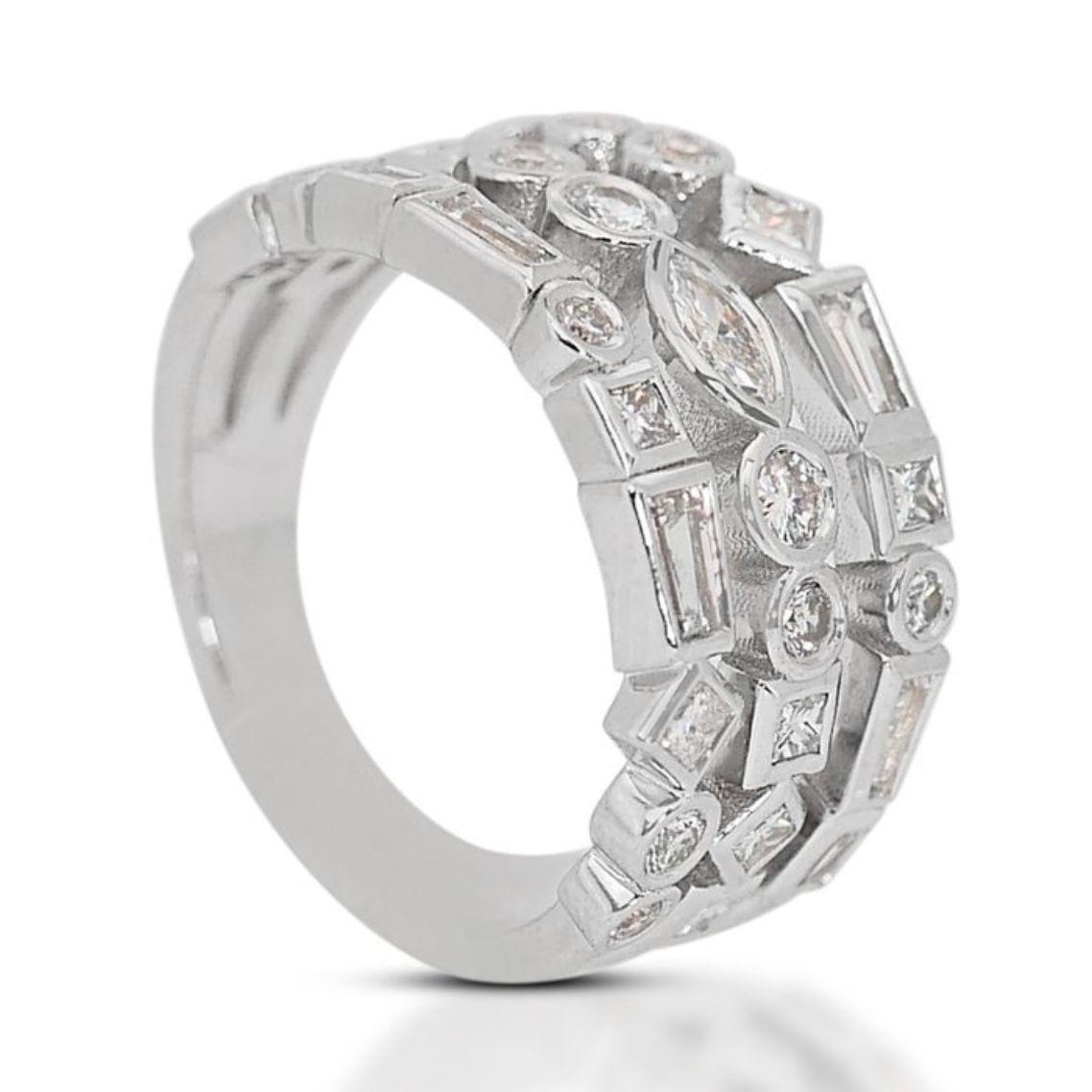 Intricate 1.16ct Diamond Ring in 18K White Gold  For Sale 1
