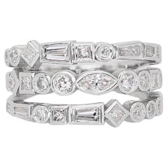 Bague complexe en or blanc 18 carats avec diamants de 1,16 carat 