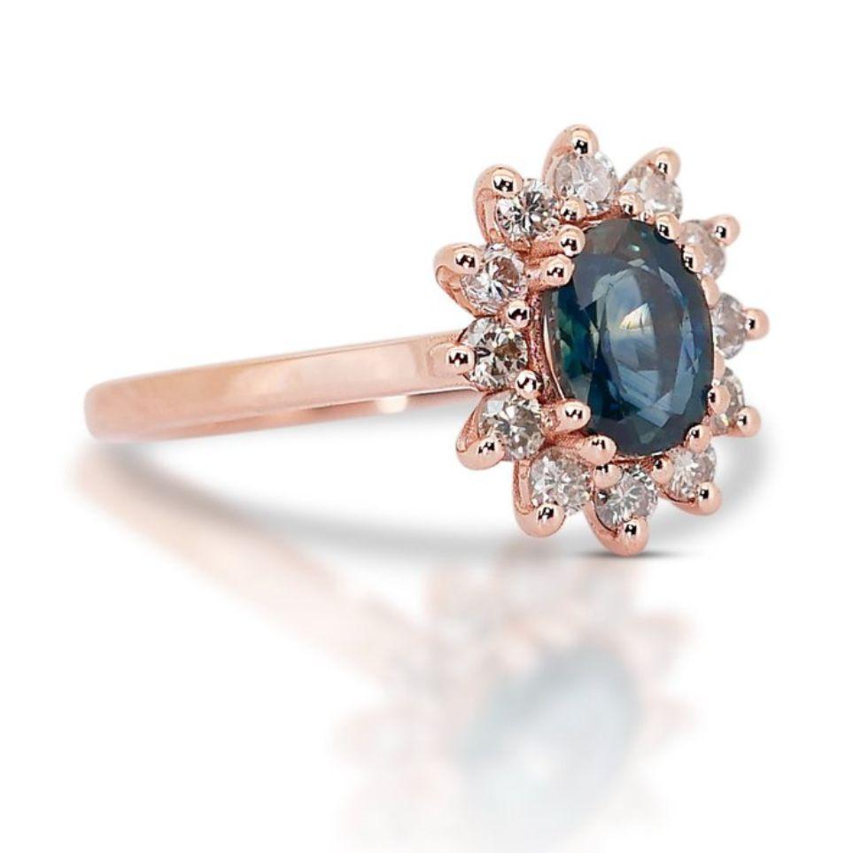 Behold, a mesmerizing ring for the truly discerning (SKU: R-1853). This captivating piece features a breathtaking 3-carat oval natural sapphire, captivating your gaze with its intense blue color and mesmerizing transparency. The gemstone's flawless