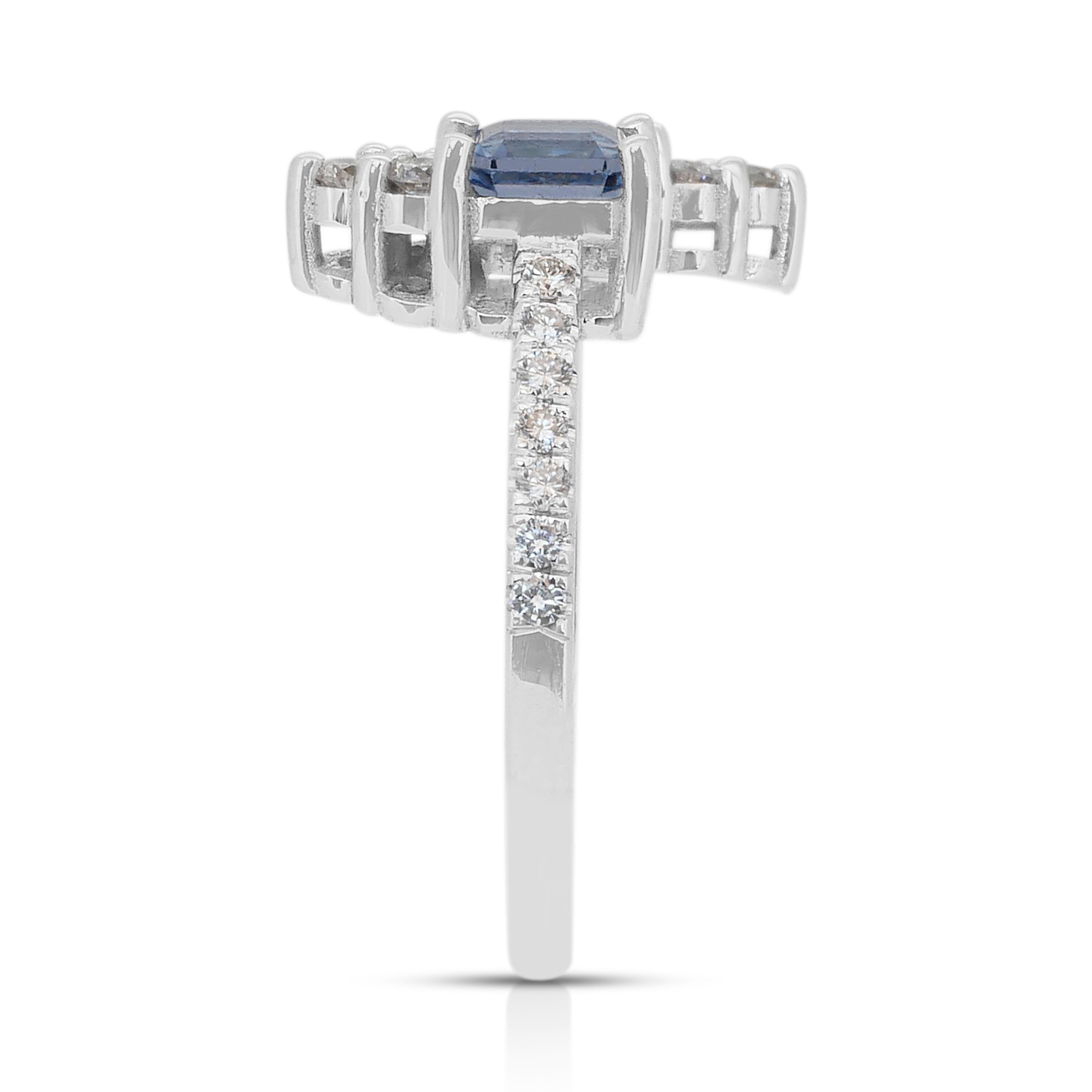 Intricate 1.34ct Tanzanites and Diamonds Ring in 18k White Gold - IGI Certified For Sale 3