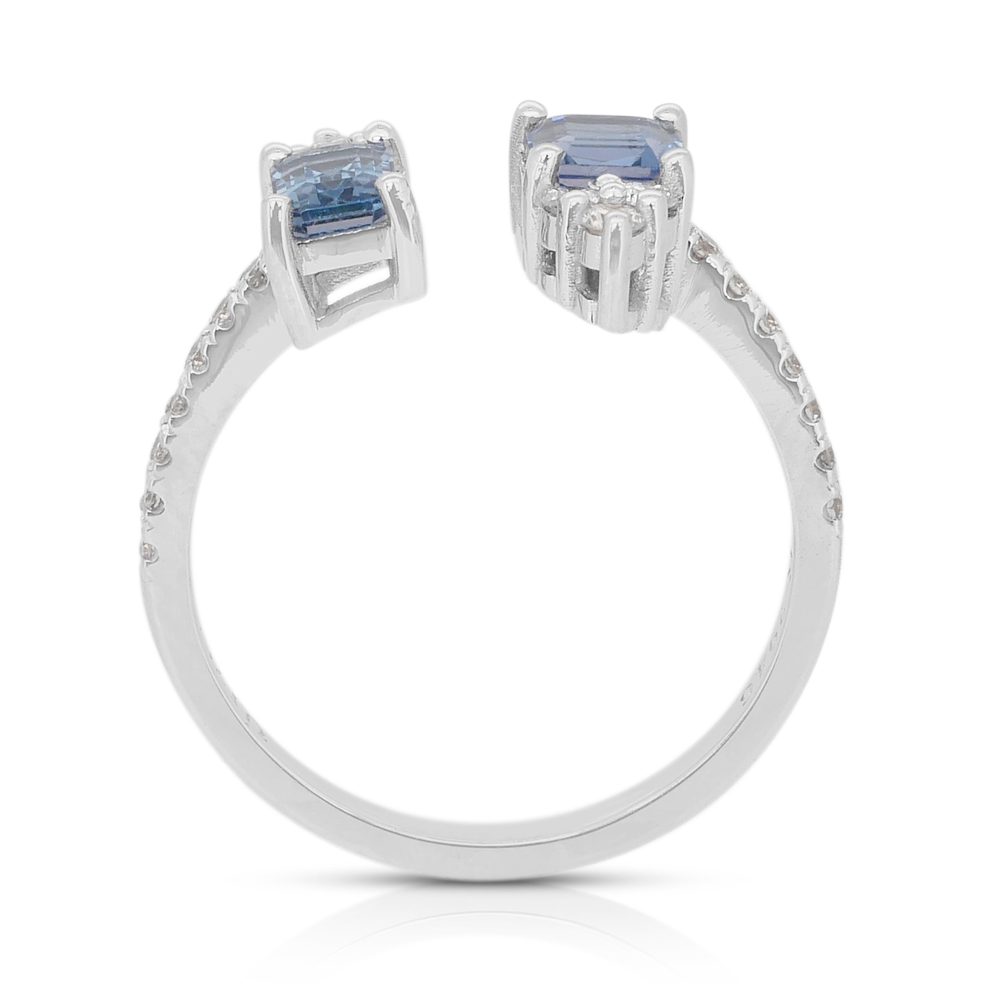 Intricate 1.34ct Tanzanites and Diamonds Ring in 18k White Gold - IGI Certified For Sale 4